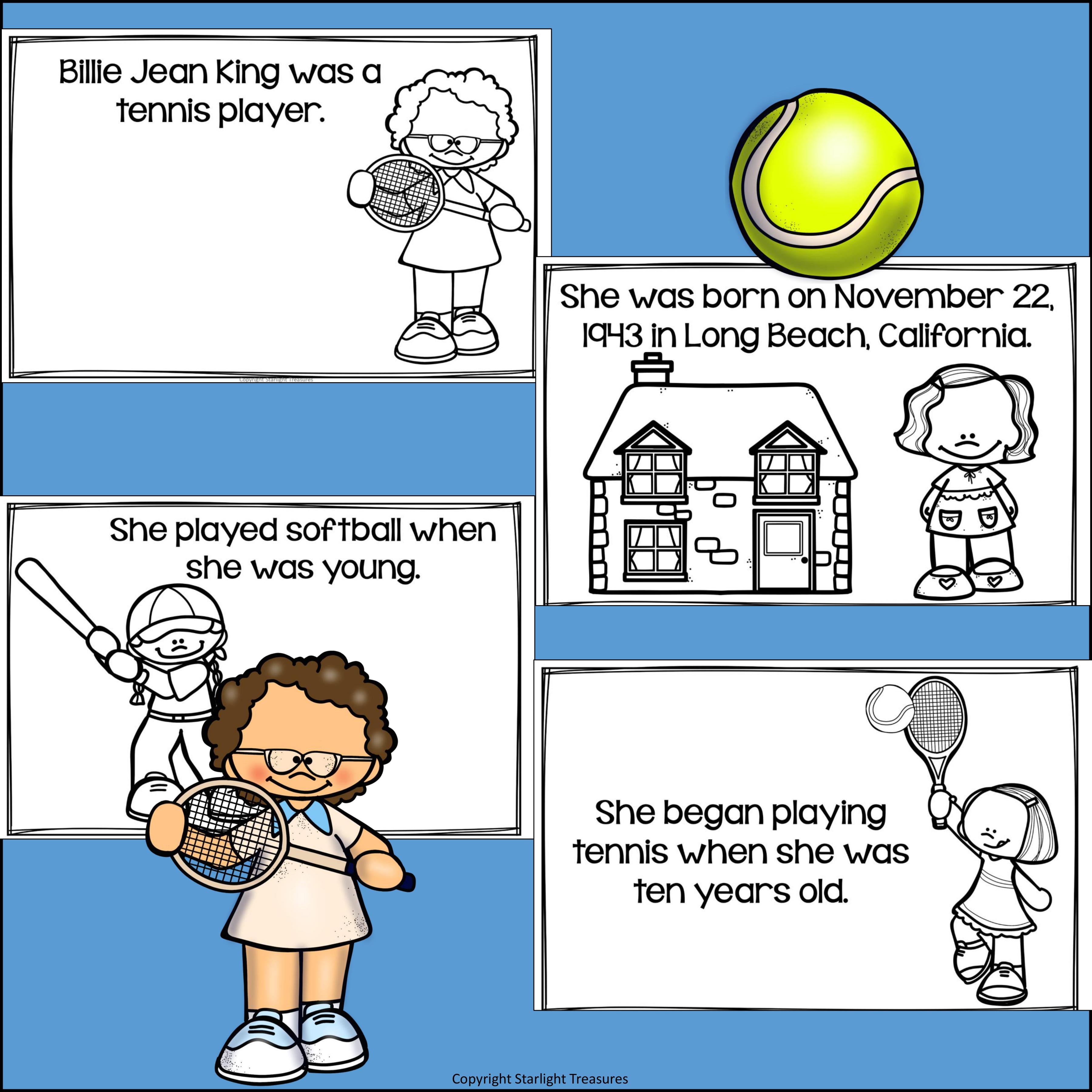 Billie Jean King Mini Book for Early Readers: Women's History Month
