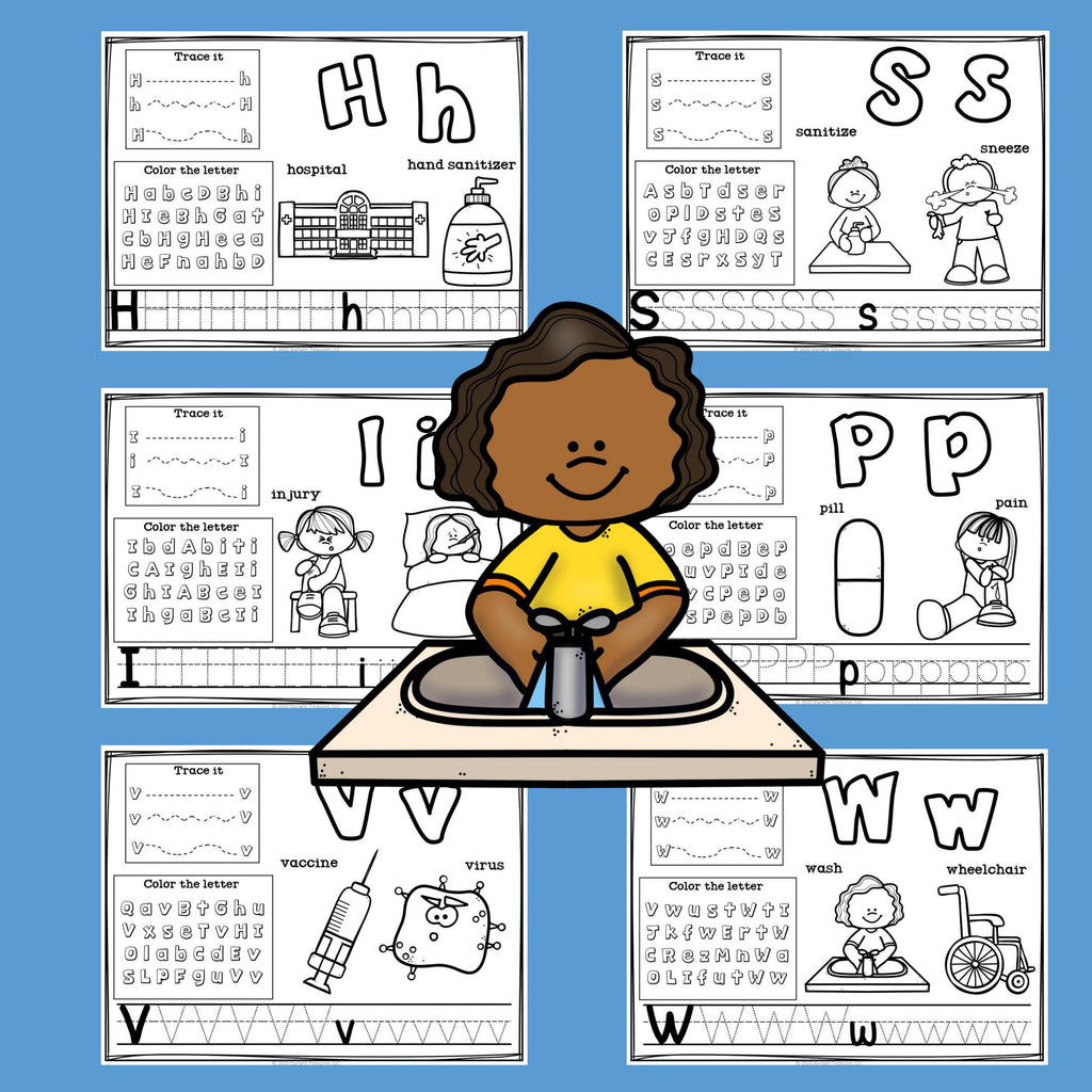 Alphabet Workbook: Worksheets A-Z Health & Sickness FREEBIE