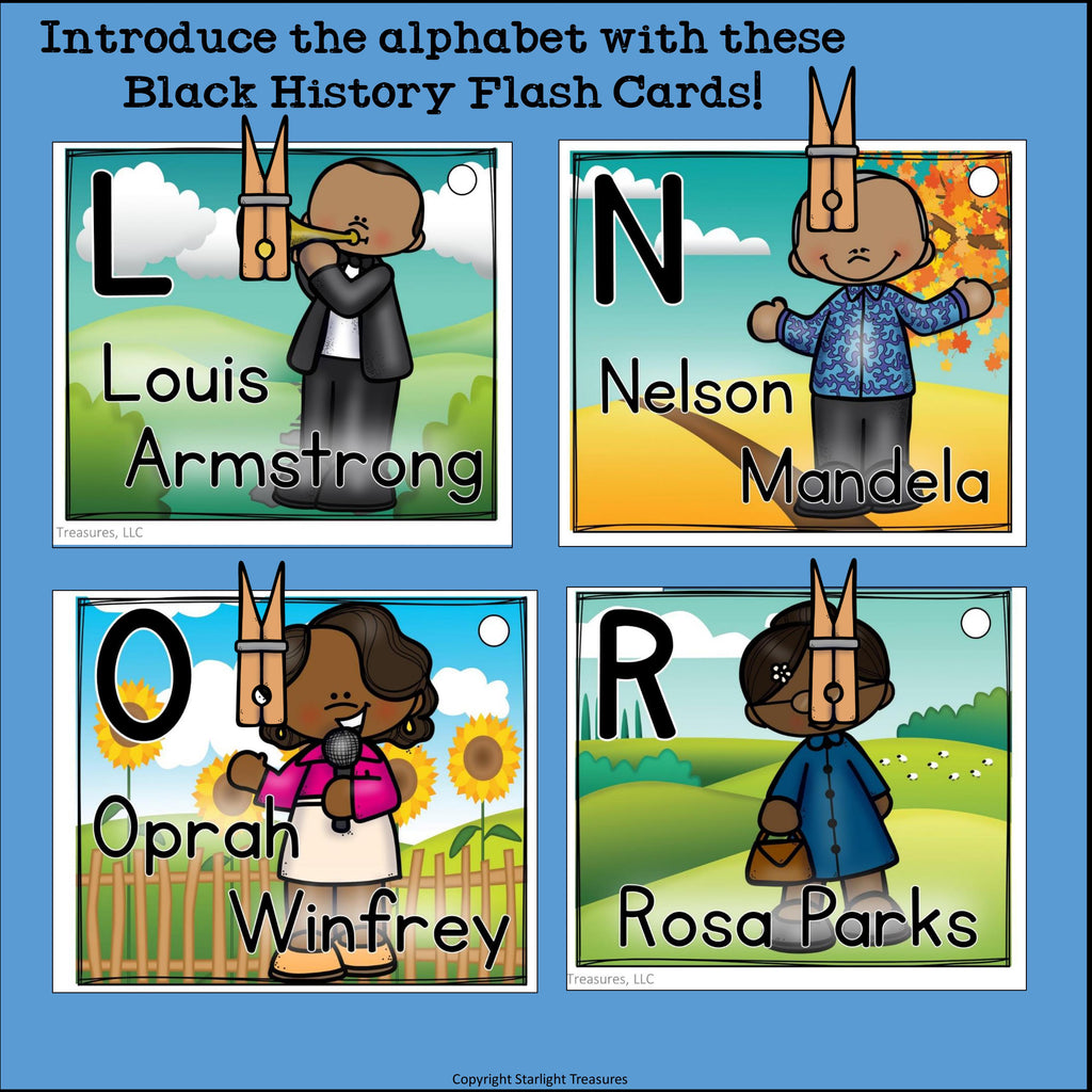 Alphabet Flash Cards for Early Readers - Black History Month