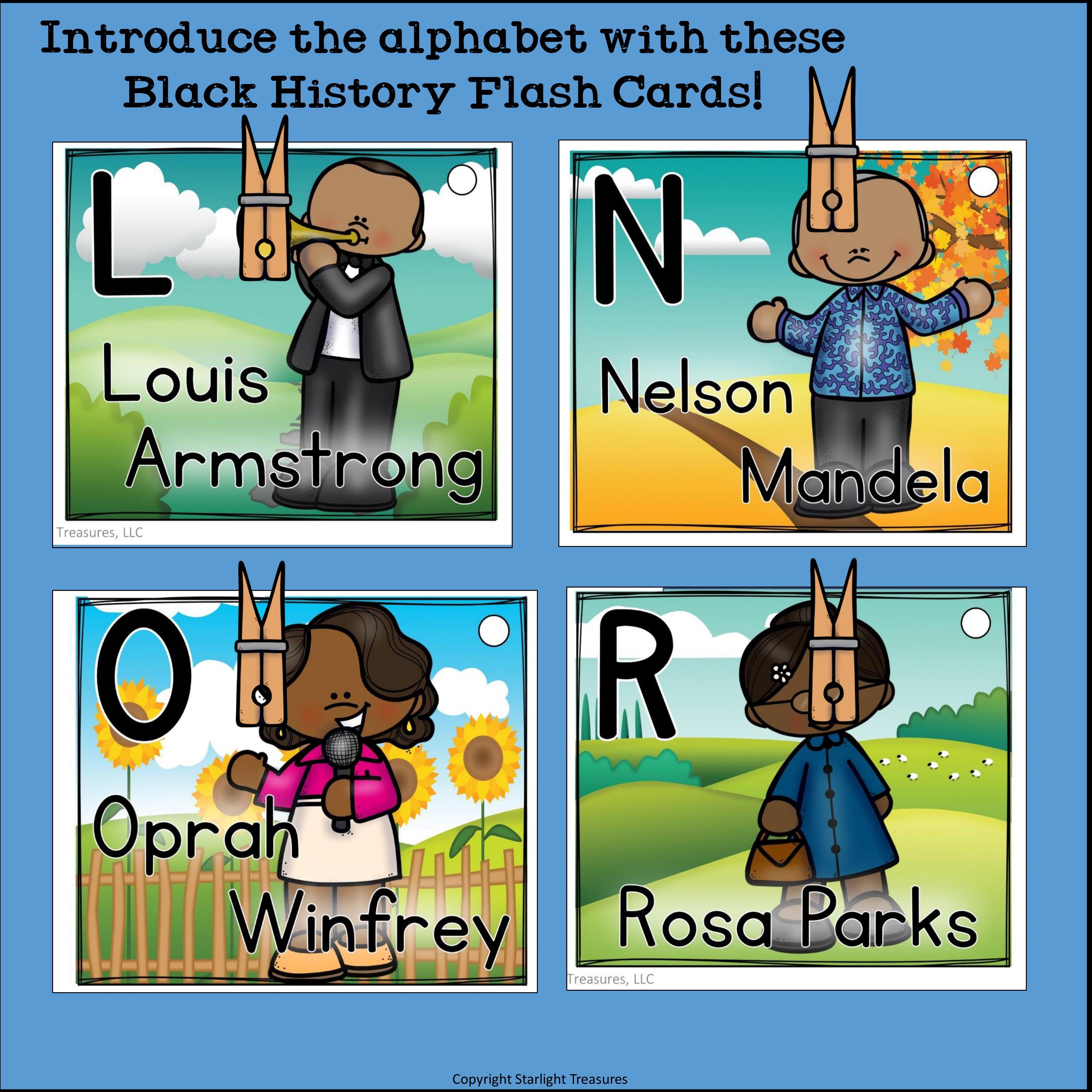 Alphabet Flash Cards for Early Readers - Black History Month