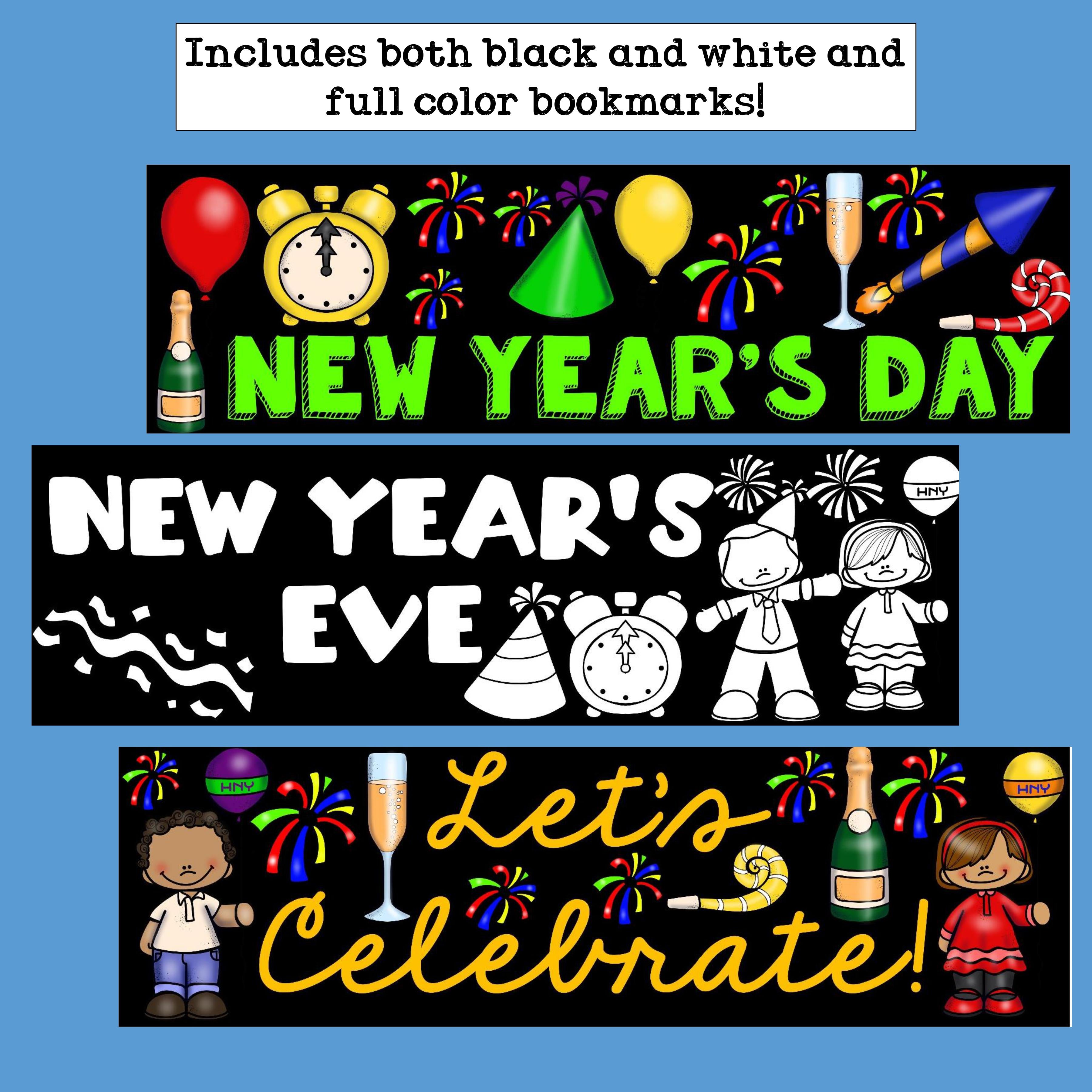 New Year's Day Cut n' Color Bookmarks