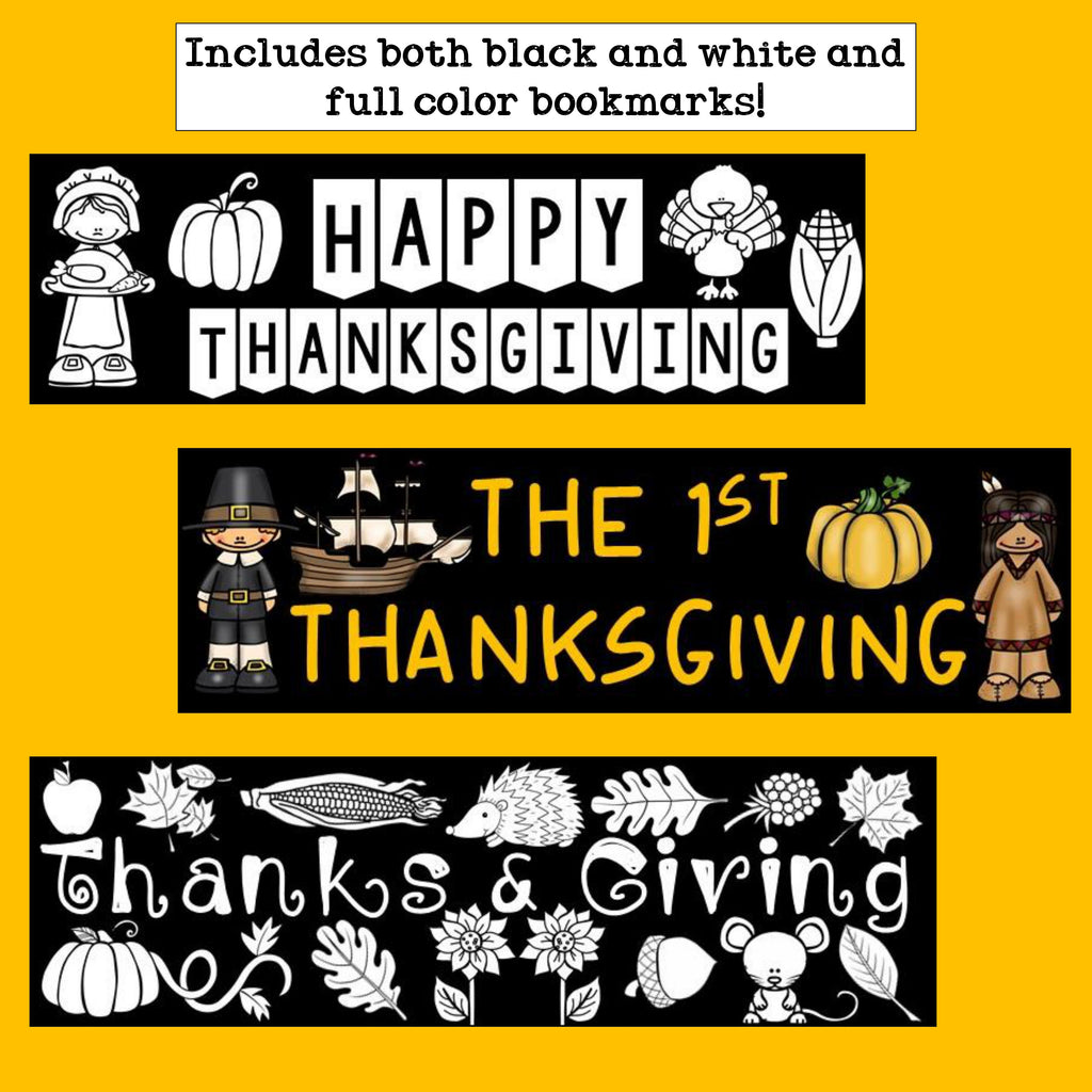 Thanksgiving Cut n' Color Bookmarks