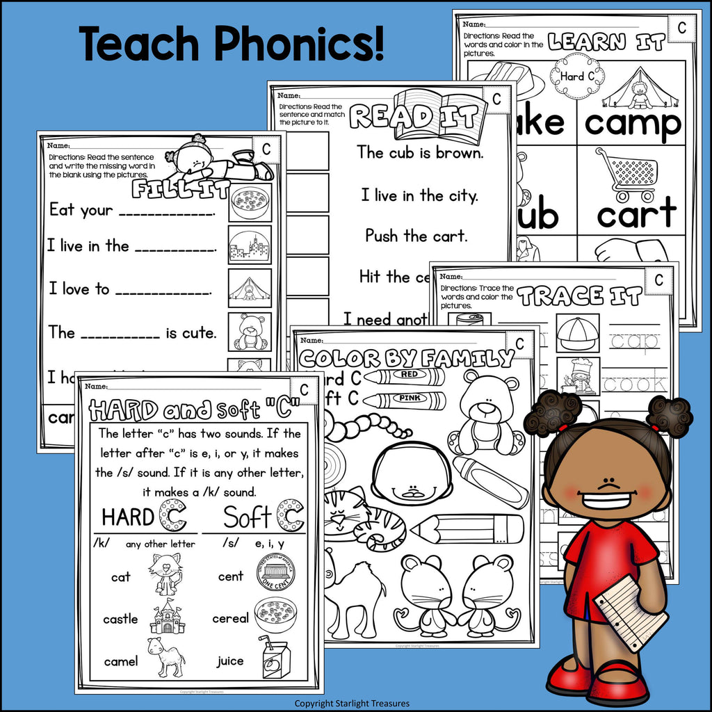 Hard & Soft C Worksheets and Activities for Early Readers 