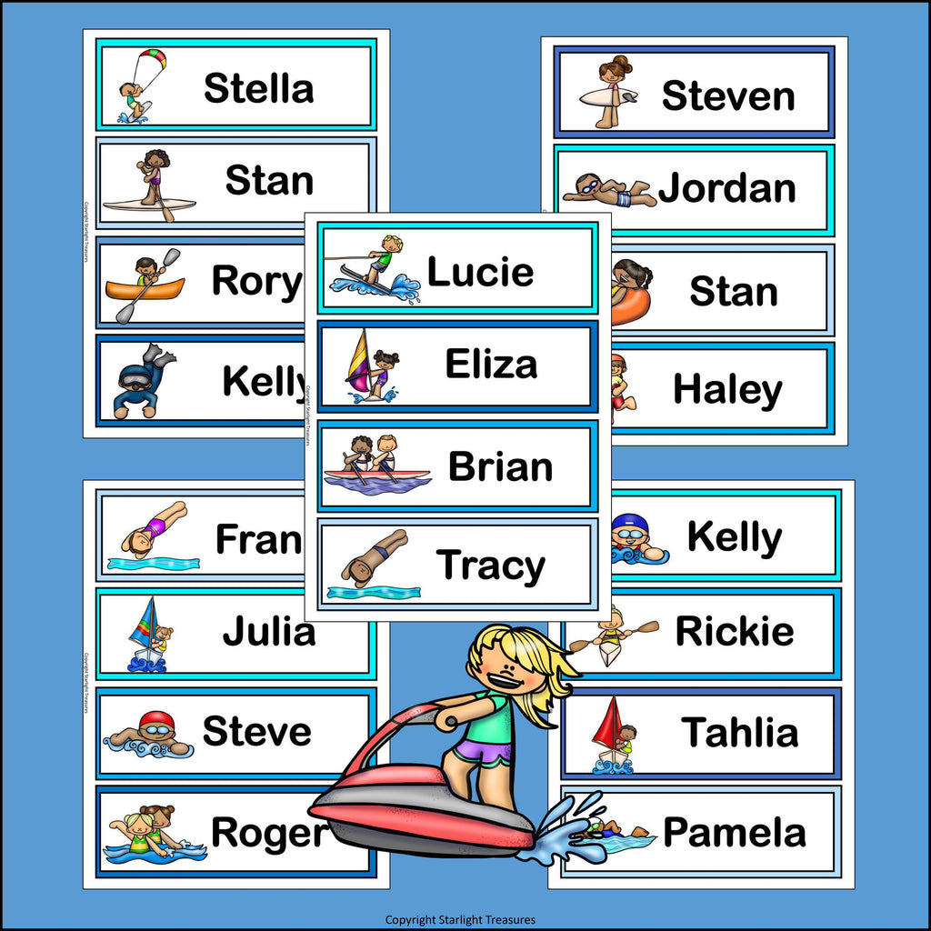 Ocean Fun Name Tags - Editable