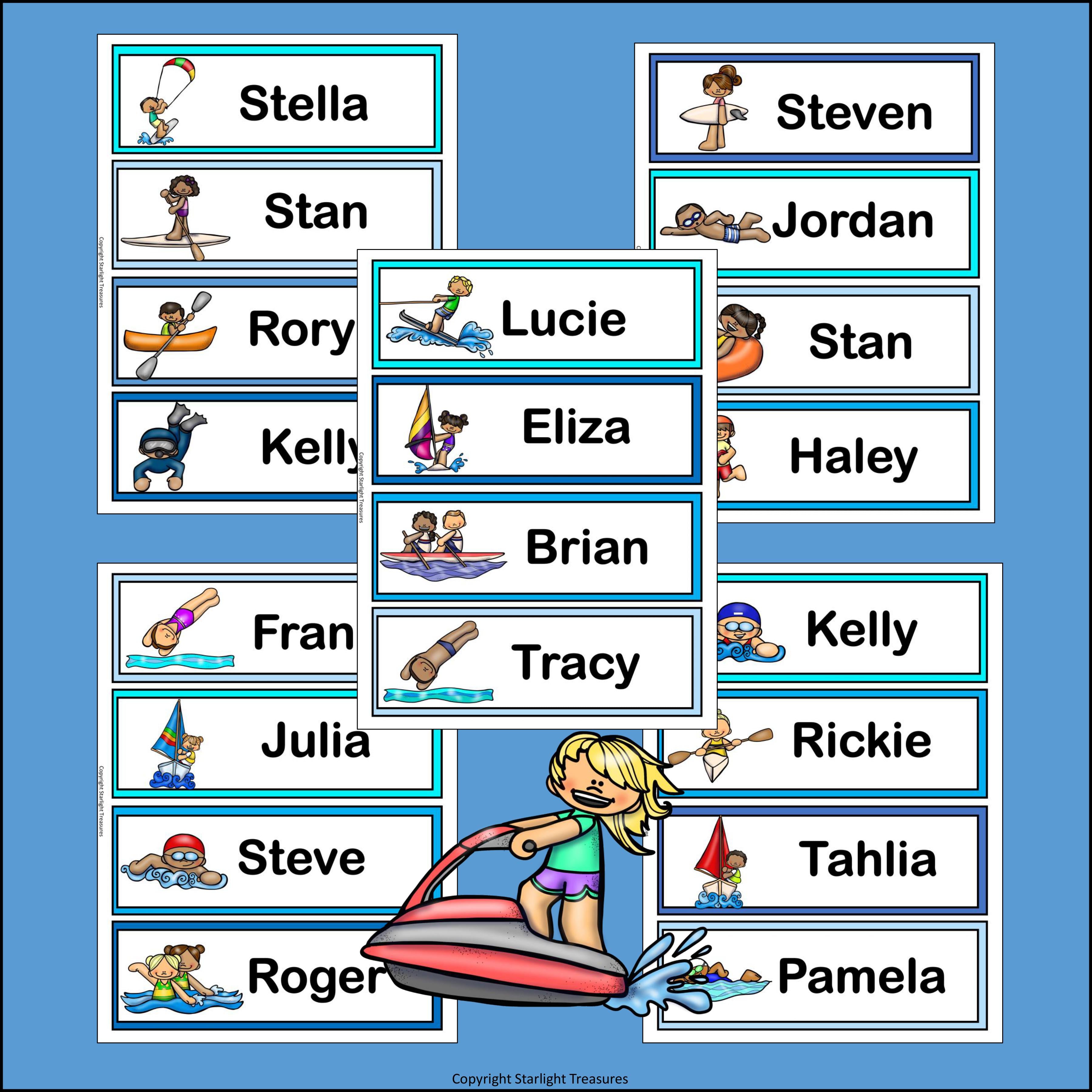 Ocean Fun Name Tags - Editable