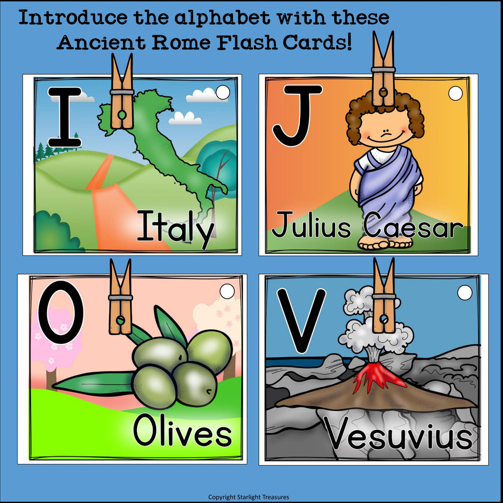 Alphabet Flash Cards for Early Readers - Ancient Rome