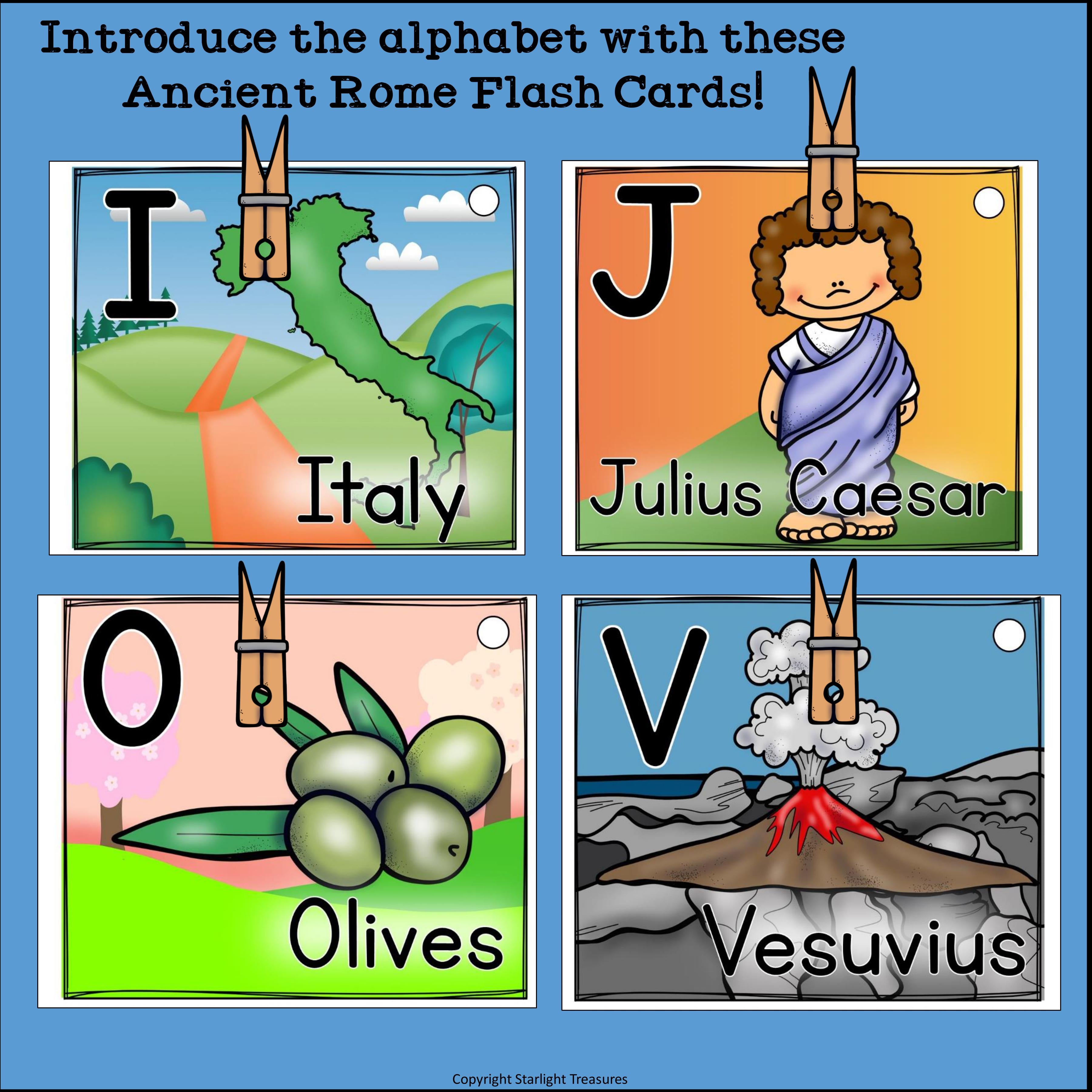 Alphabet Flash Cards for Early Readers - Ancient Rome
