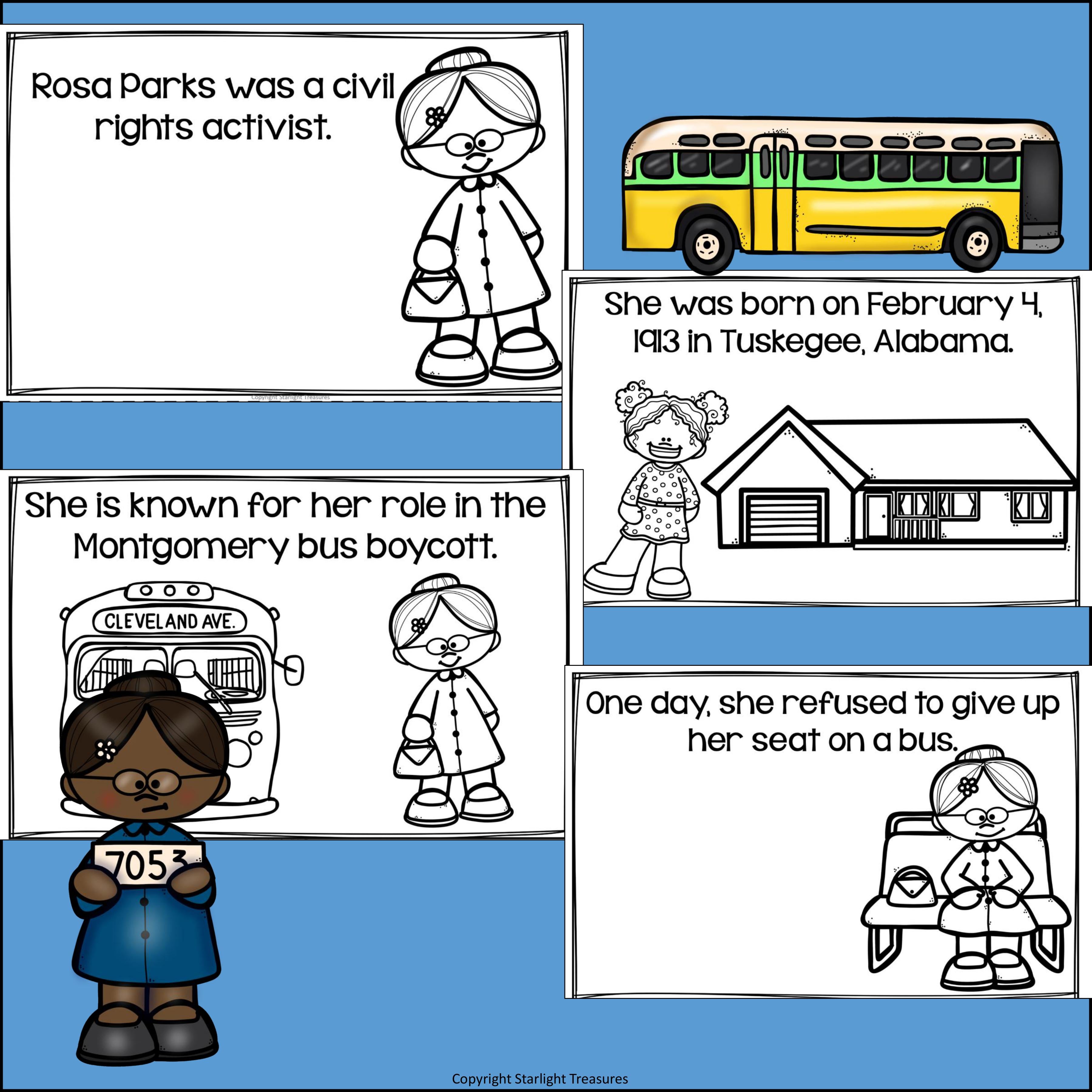 Rosa Parks Mini Book for Early Readers: Black History Month