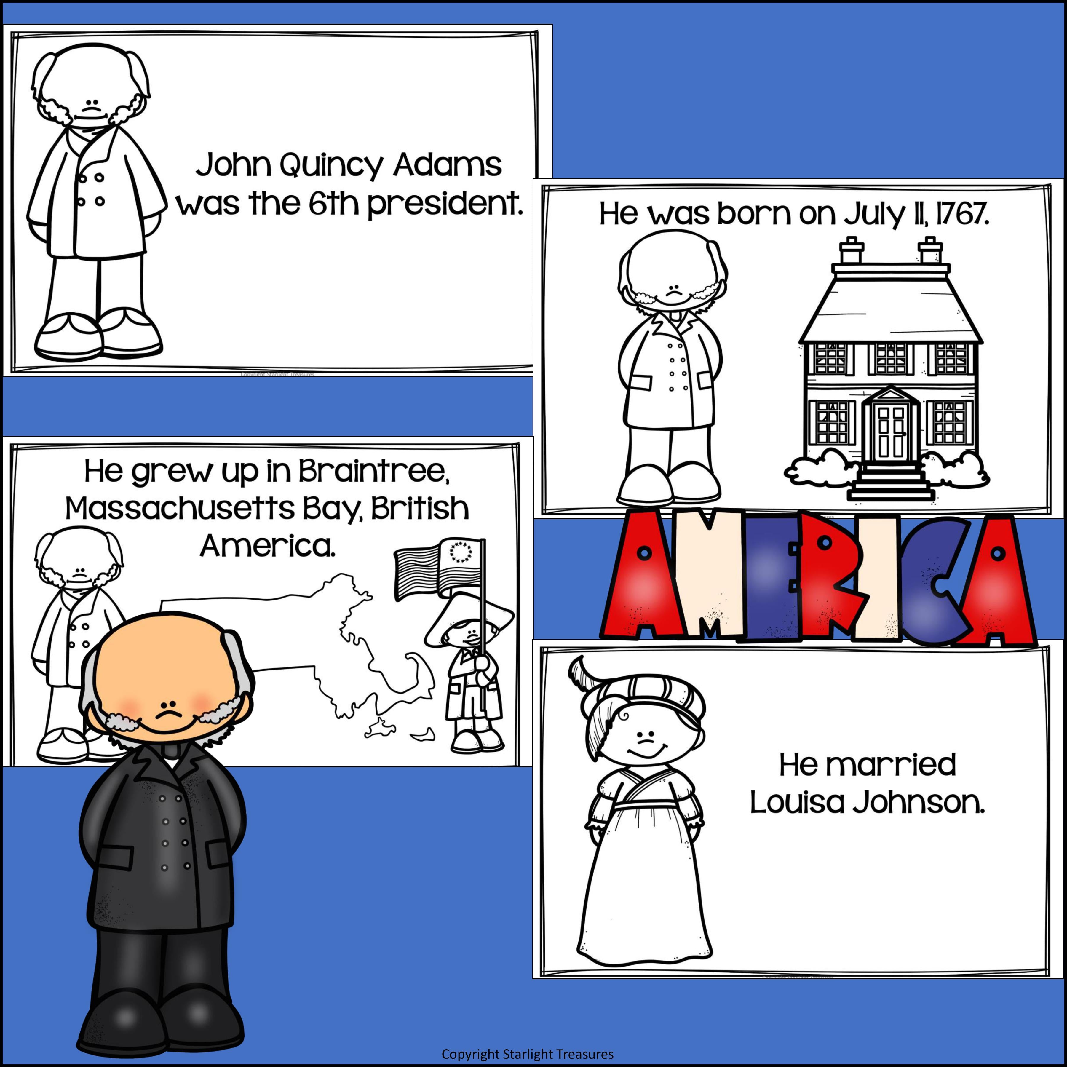 John Quincy Adams Mini Book for Early Readers: Presidents' Day