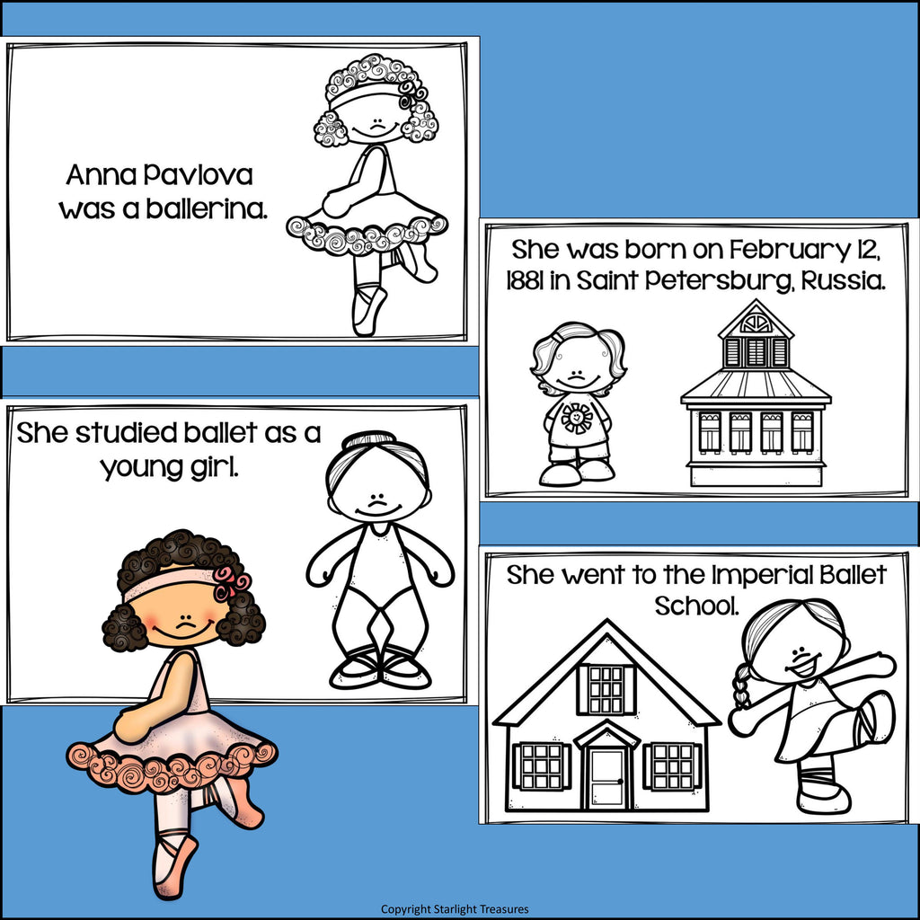 Anna Pavlova Mini Book for Early Readers: Women's History Month