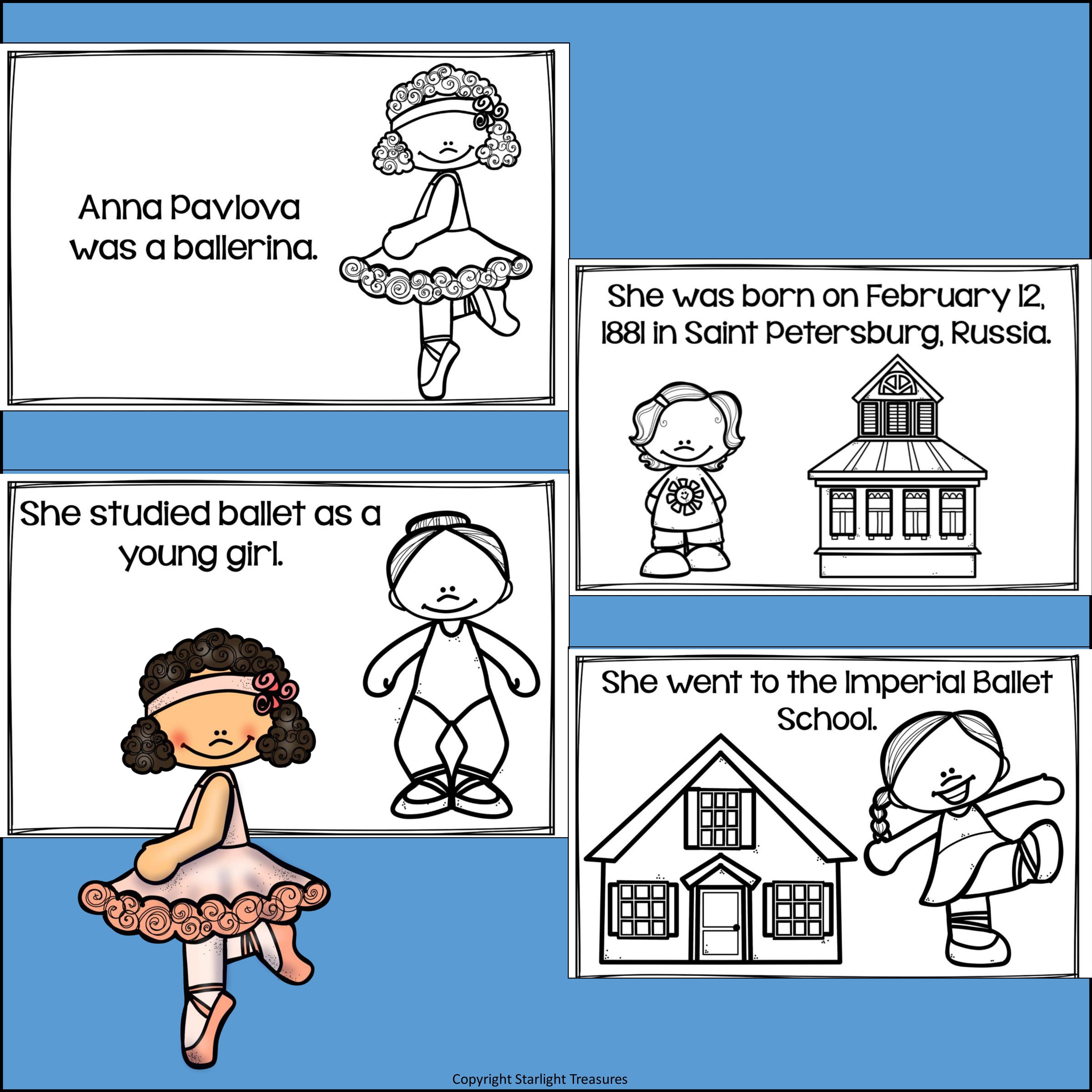 Anna Pavlova Mini Book for Early Readers: Women's History Month