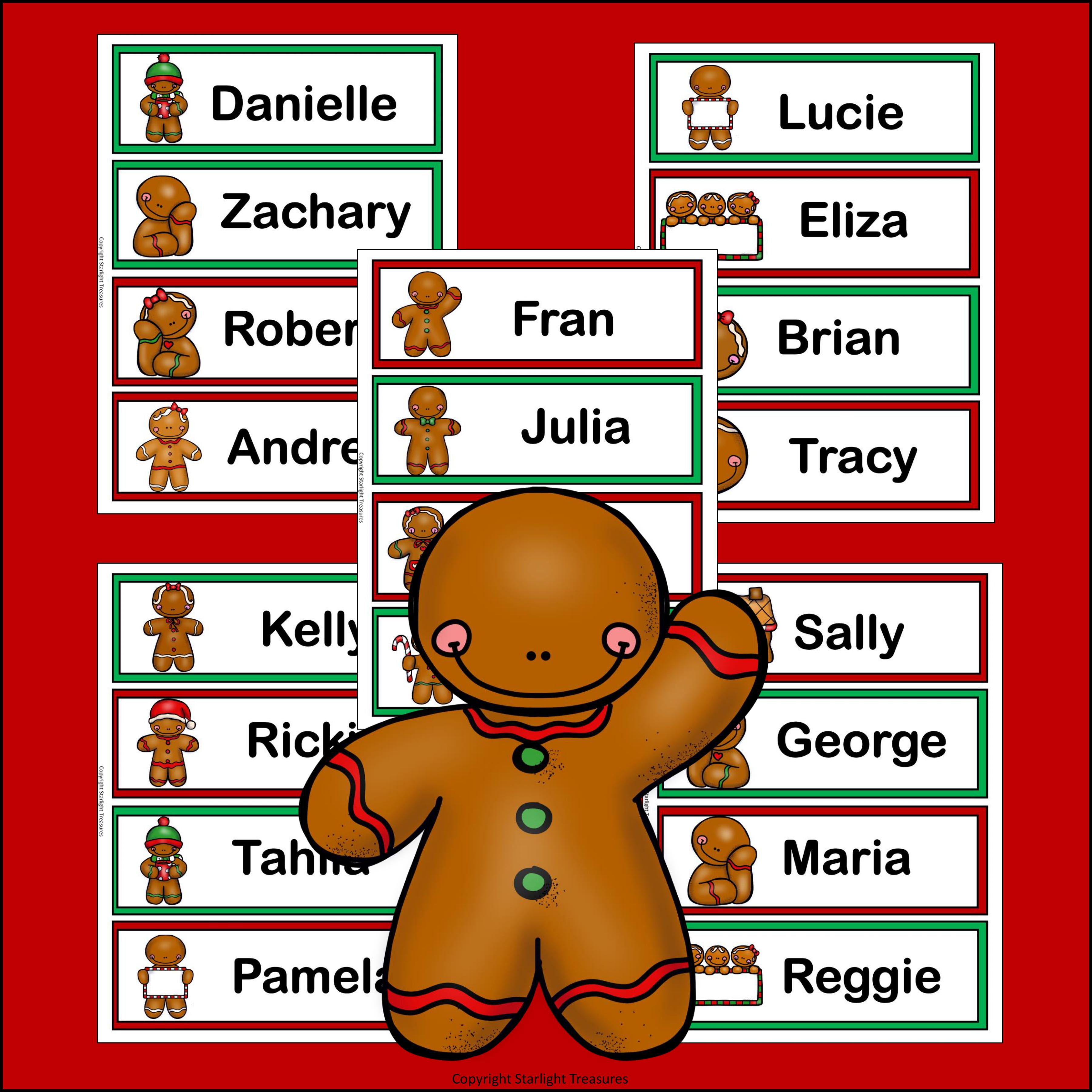 Gingerbread Name Tags - Editable