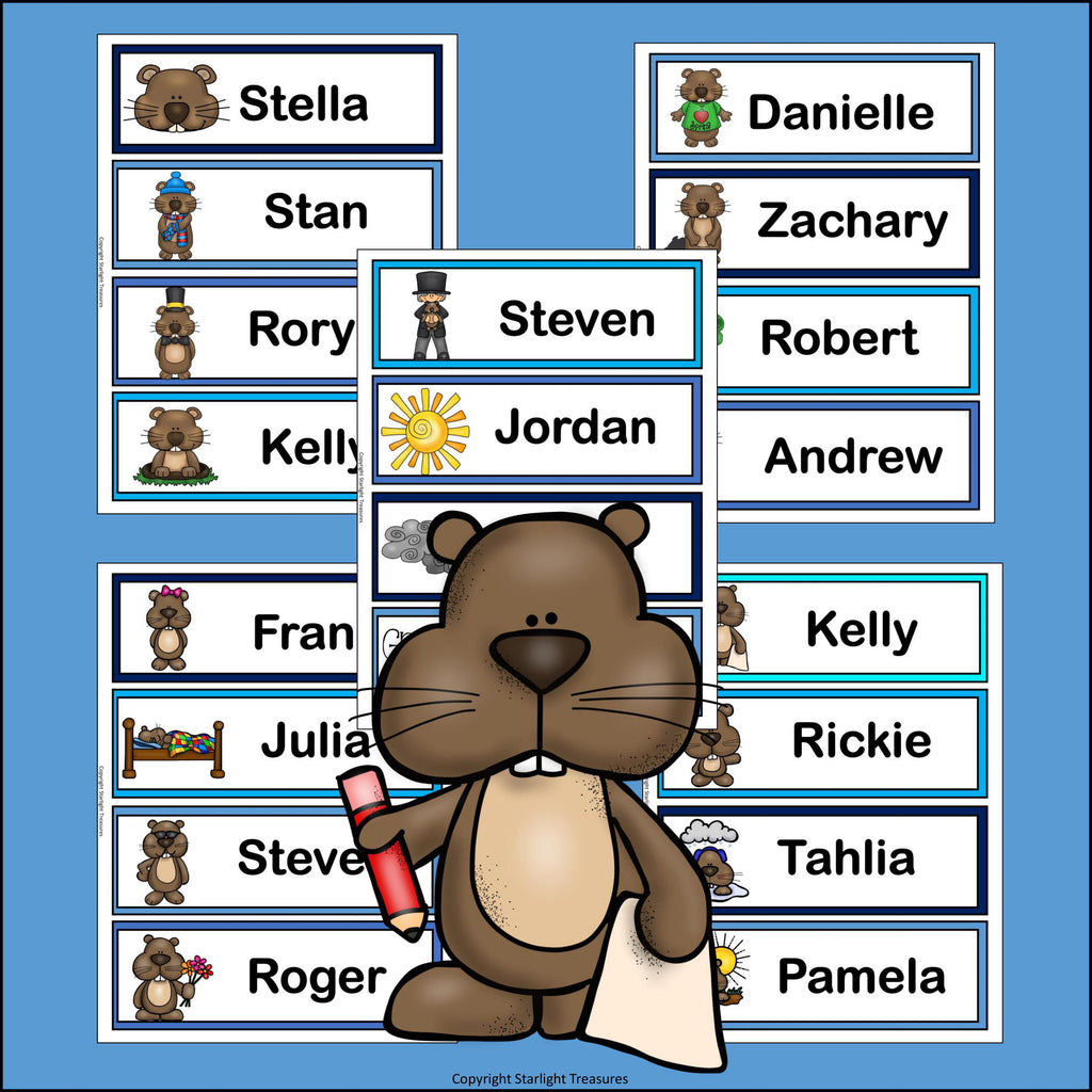 Groundhog Day Name Tags - Editable