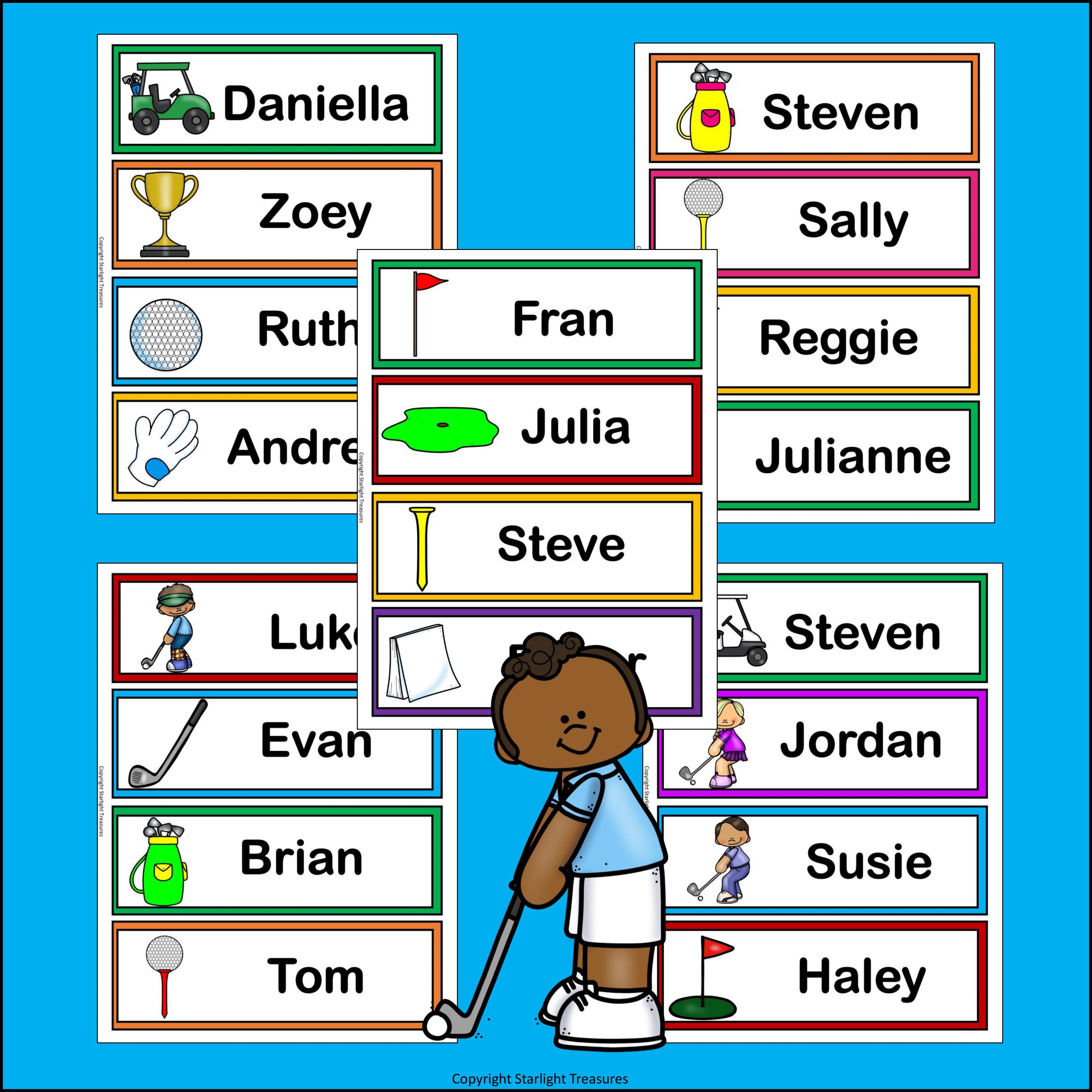 Golf Name Tags - Editable