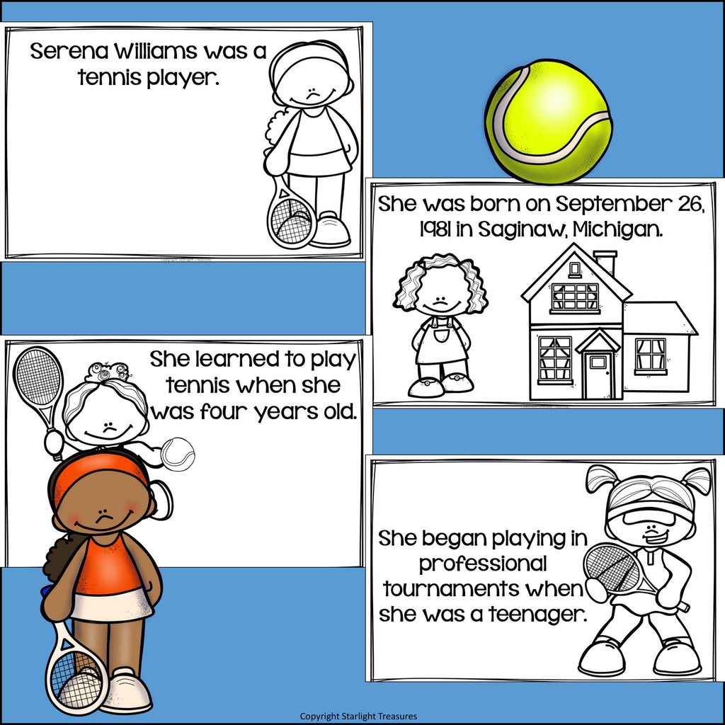 Serena Williams Mini Book for Early Readers: Women's History Month