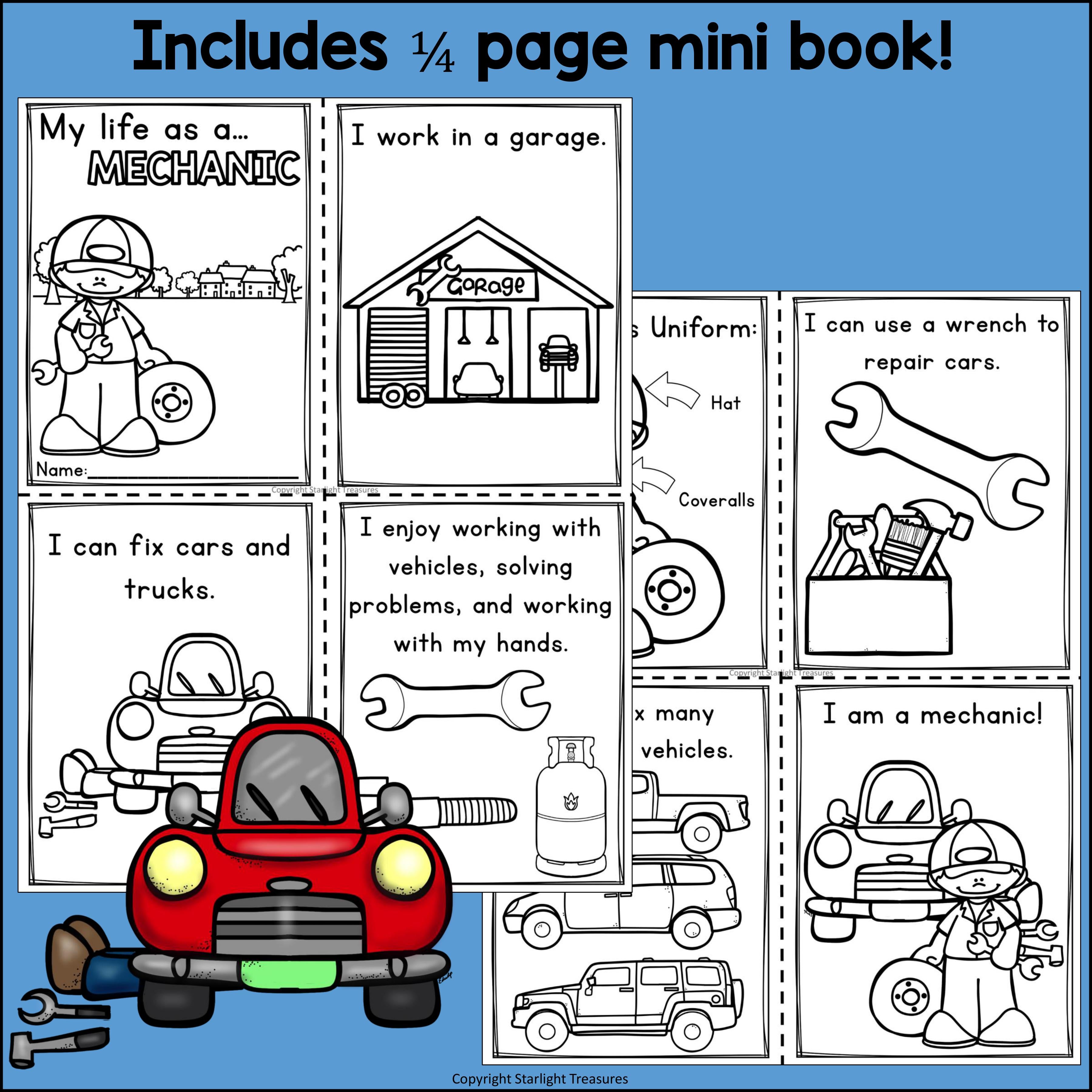 Mechanic Mini Book for Early Readers 