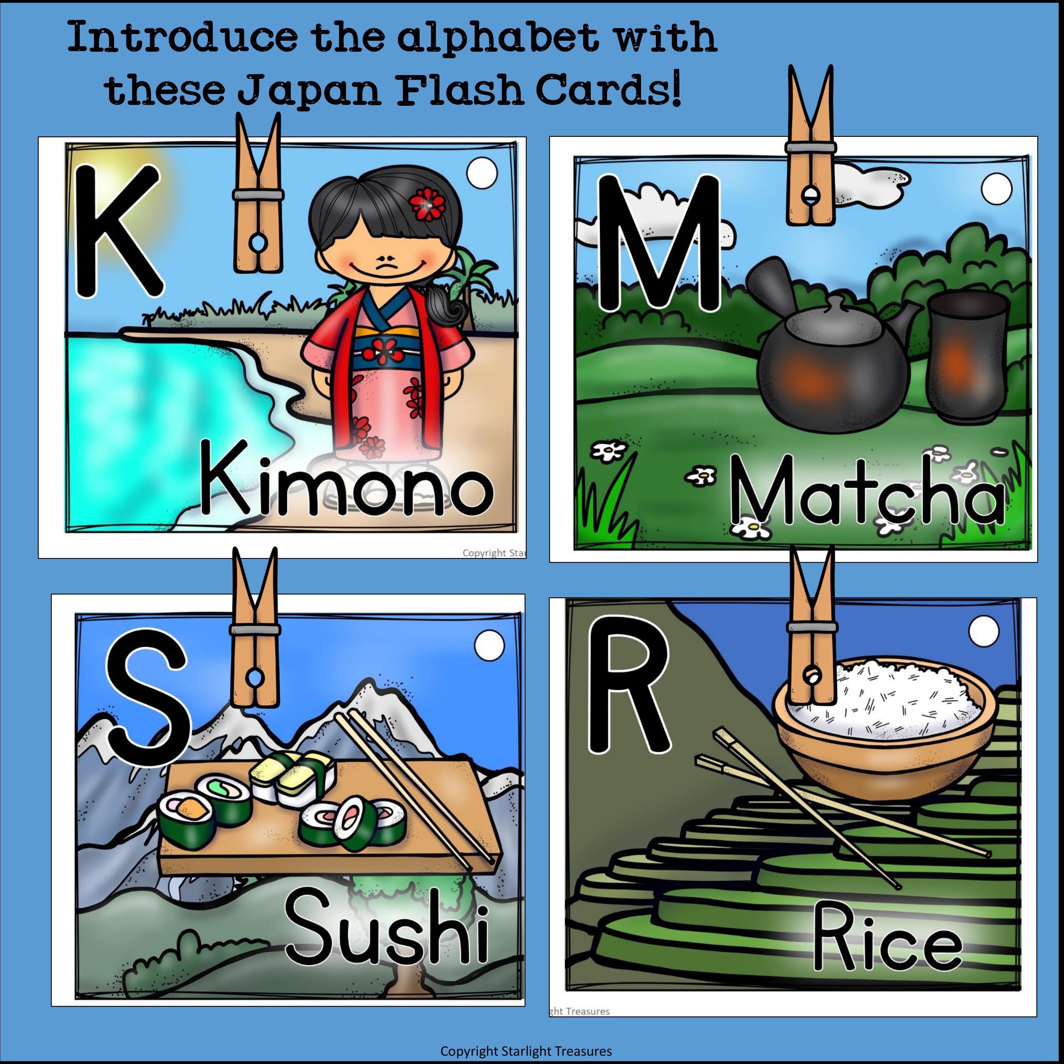 Alphabet Flash Cards for Early Readers - Country of Japan