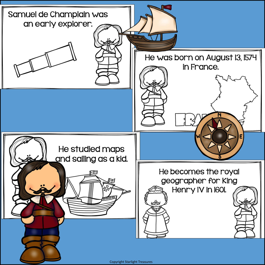Samuel de Champlain Mini Book for Early Readers: Early Explorers