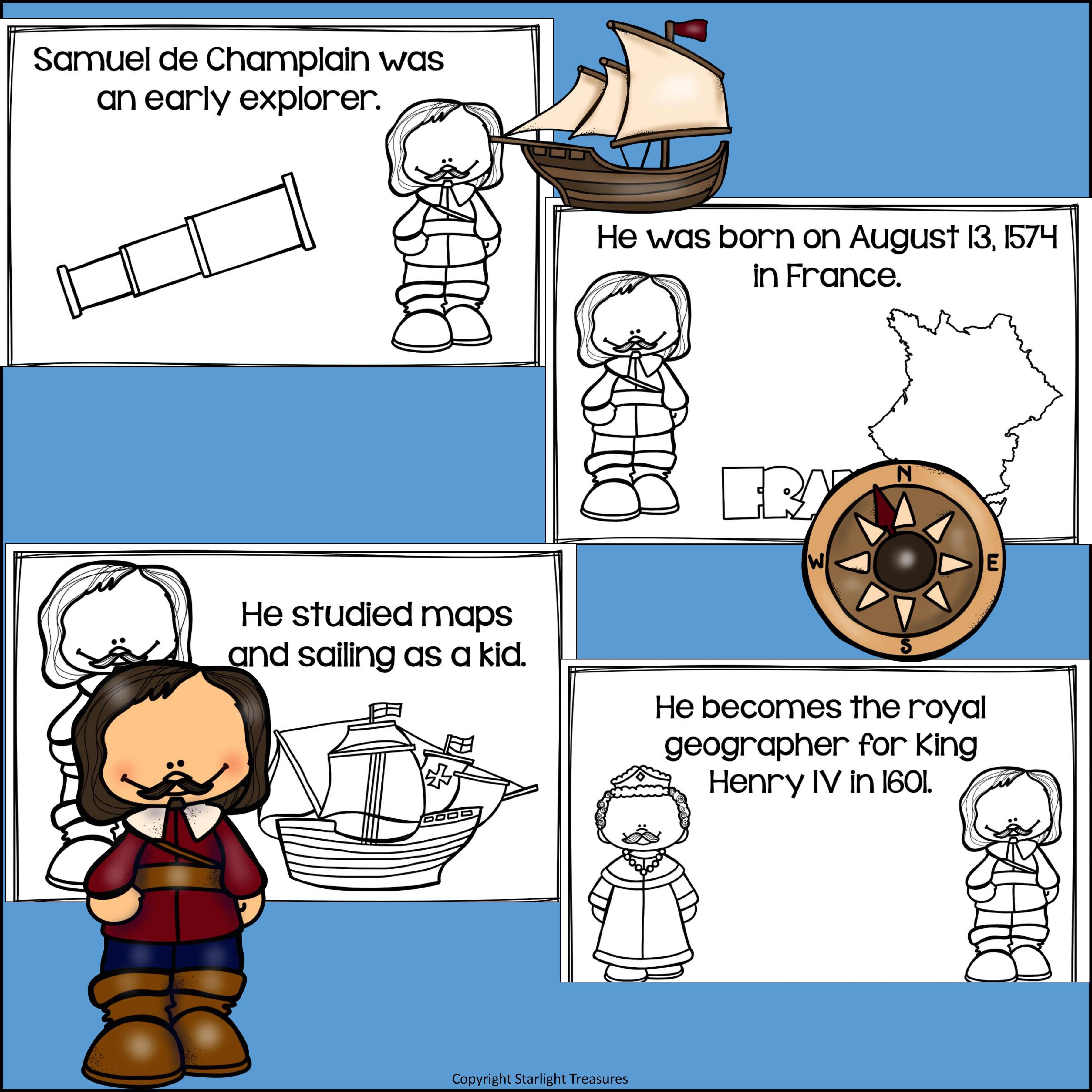 Samuel de Champlain Mini Book for Early Readers: Early Explorers