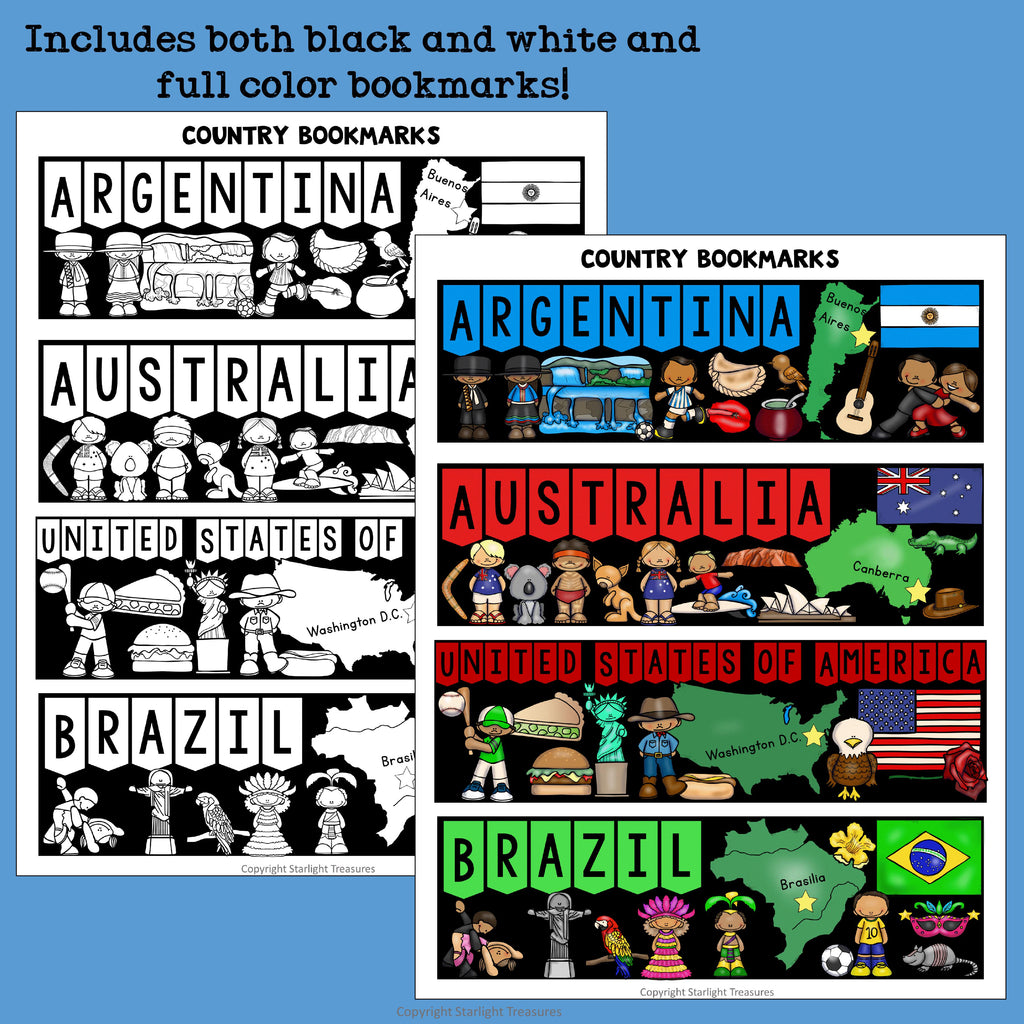 Country Bookmarks for Early Readers