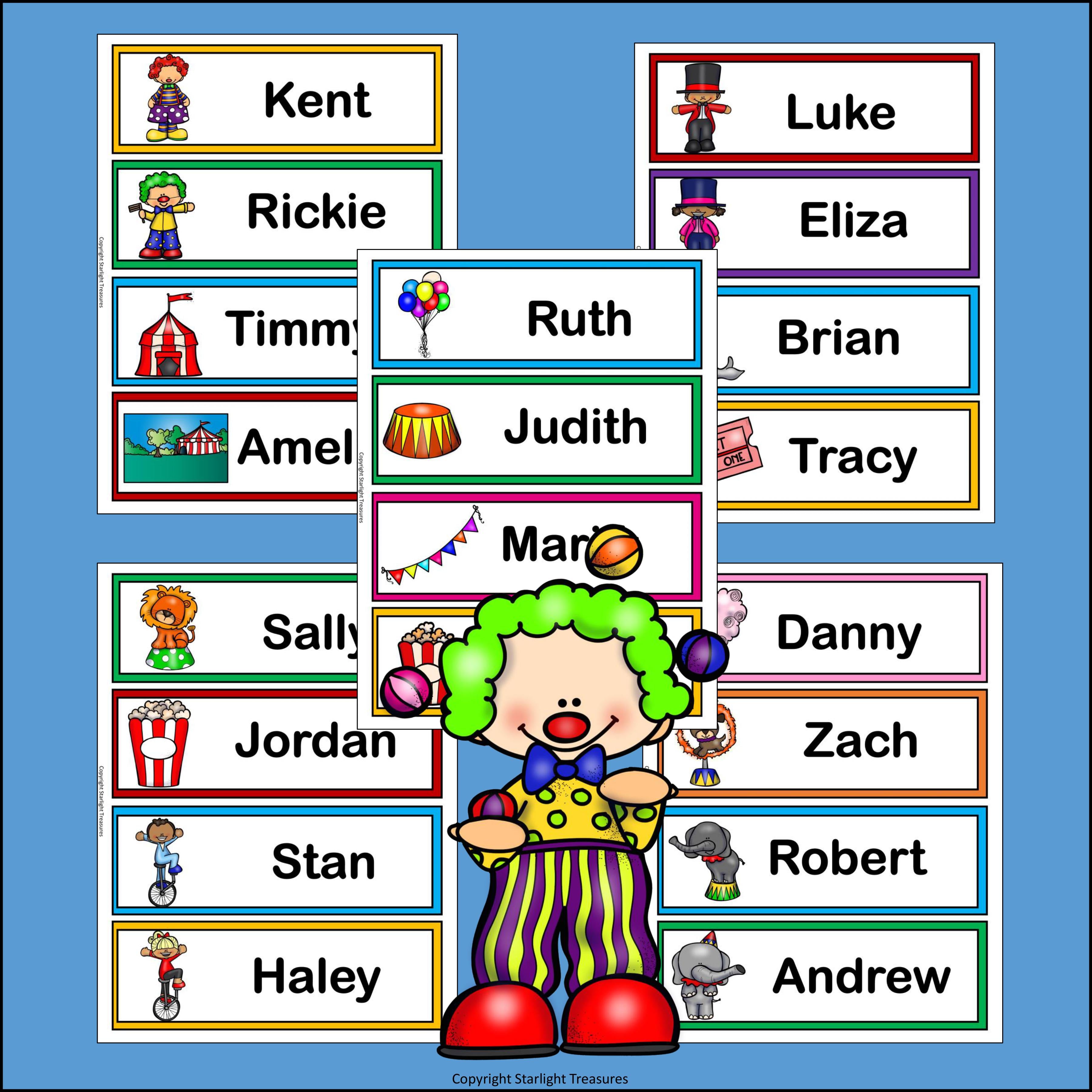 Circus Desk Name Tags - Editable - FREEBIE