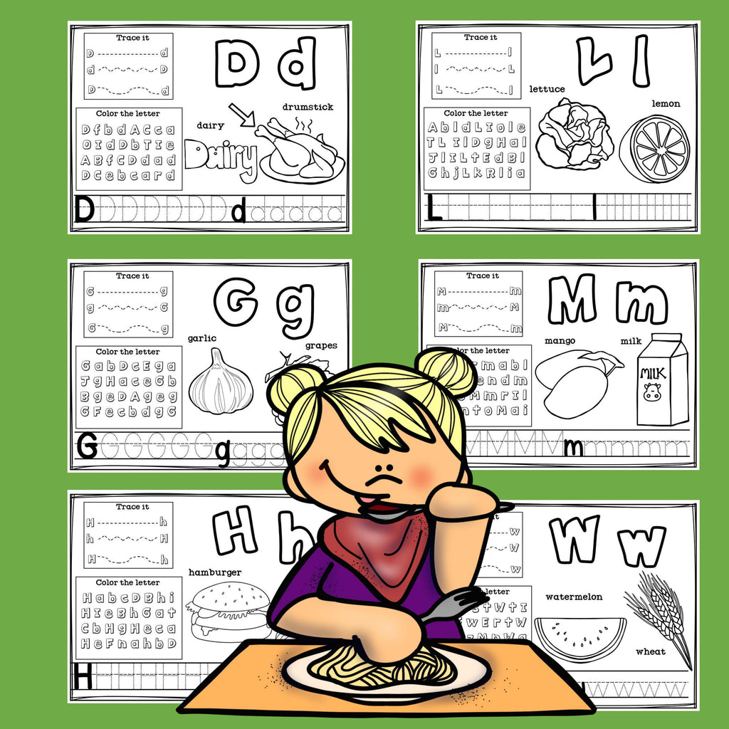 Worksheets A-Z Food Theme