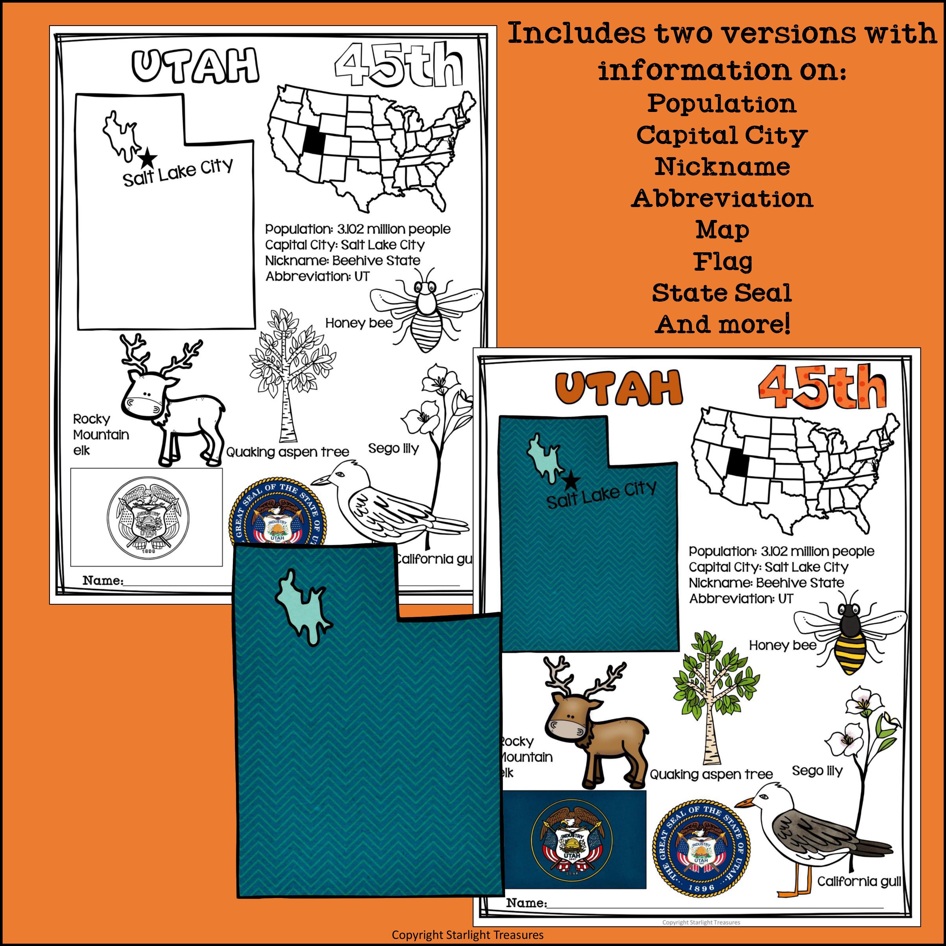 Utah Fact Sheet for Early Readers - A State Study