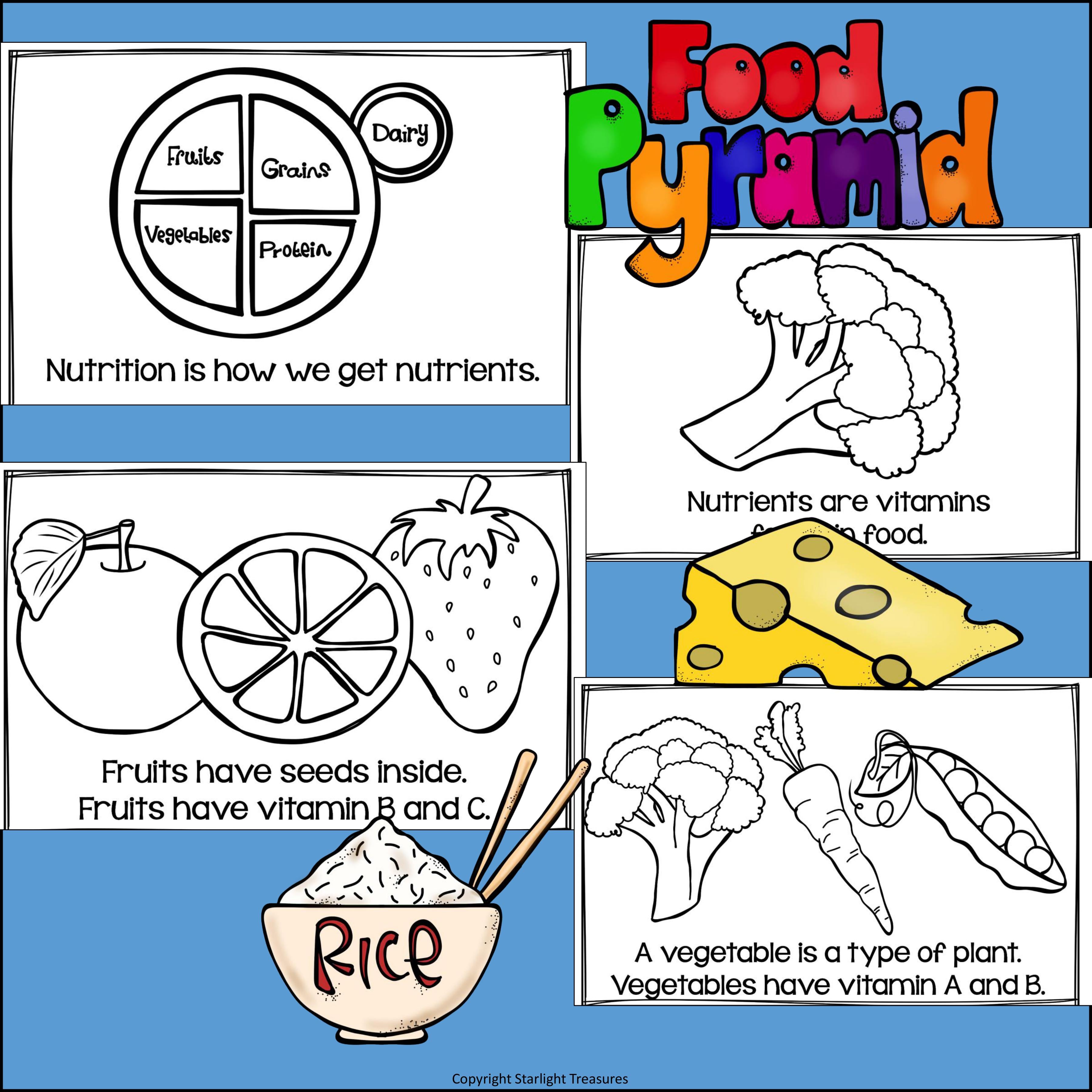 Nutrition Mini Book for Early Readers - Food Pyramid, MyPlate