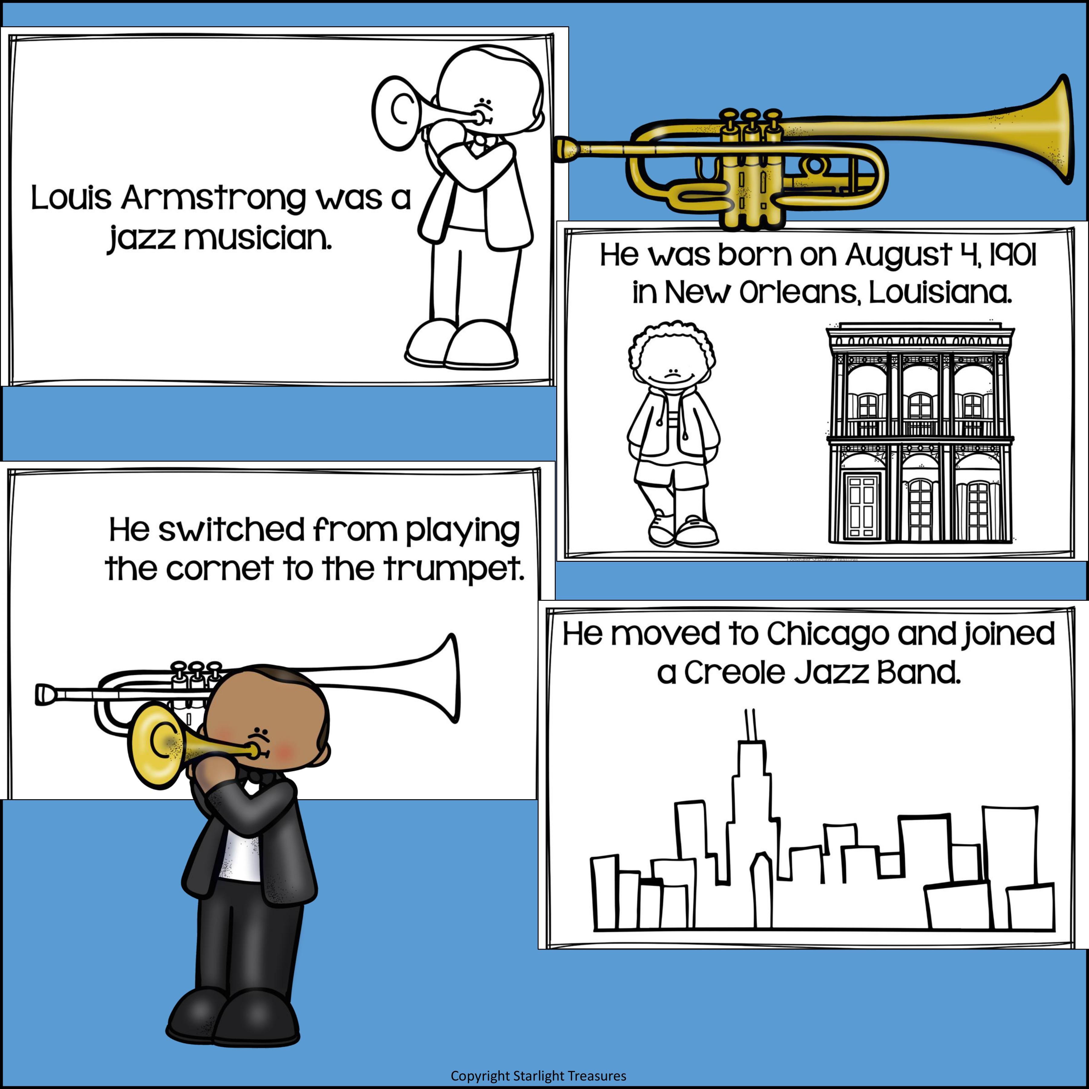 Louis Armstrong Mini Book for Early Readers: Black History Month
