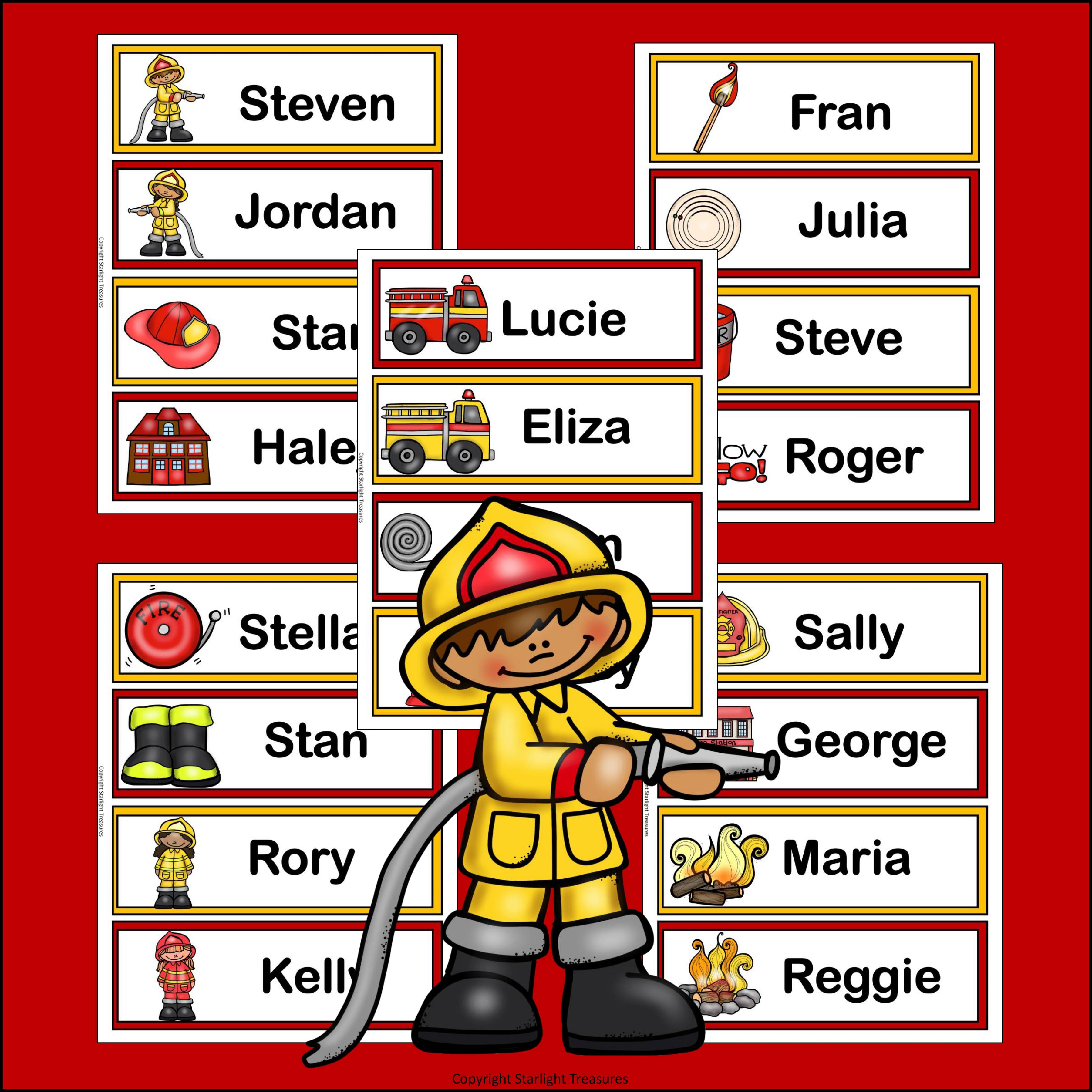 Fire Safety Name Tags - Editable