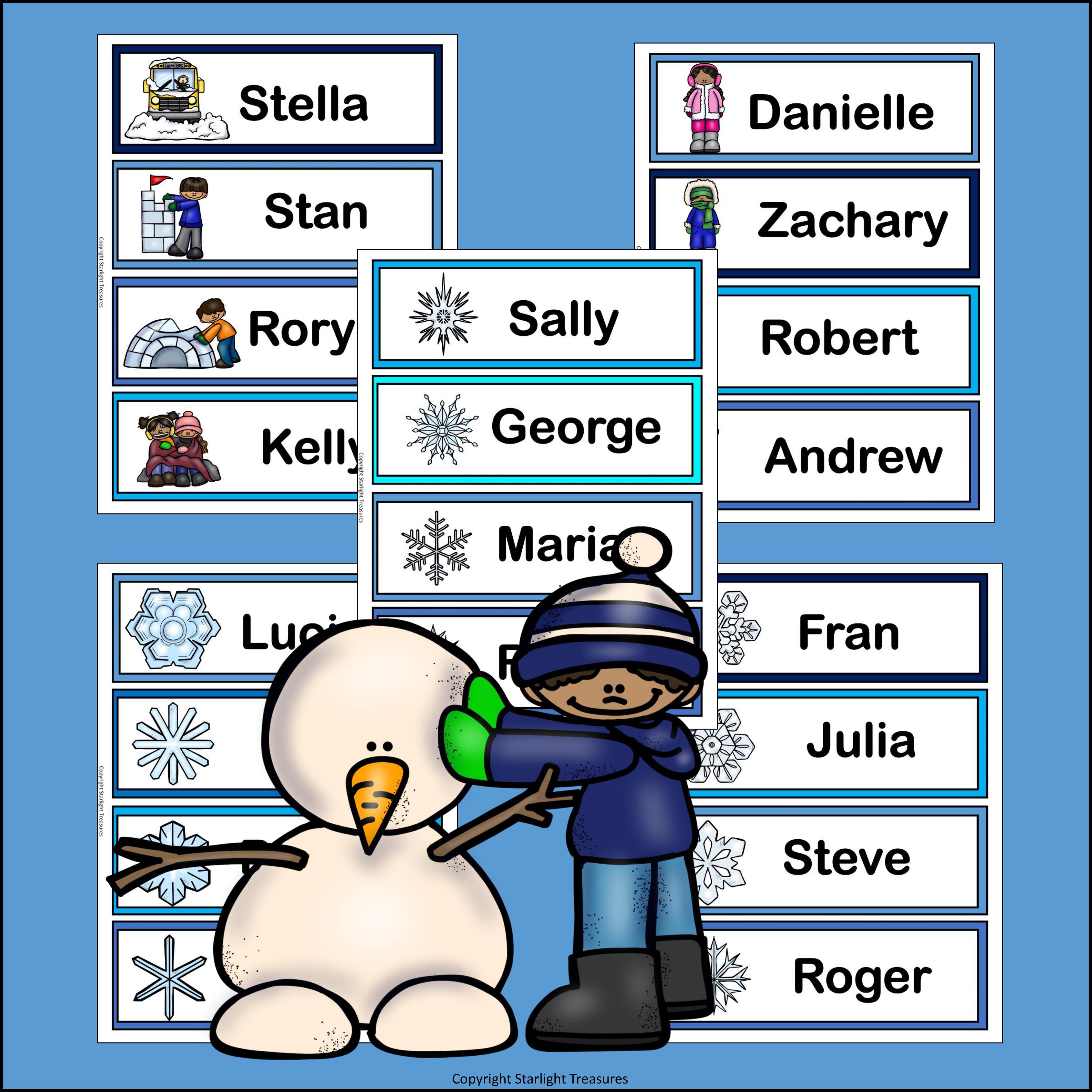 Snow Name Tags - Editable
