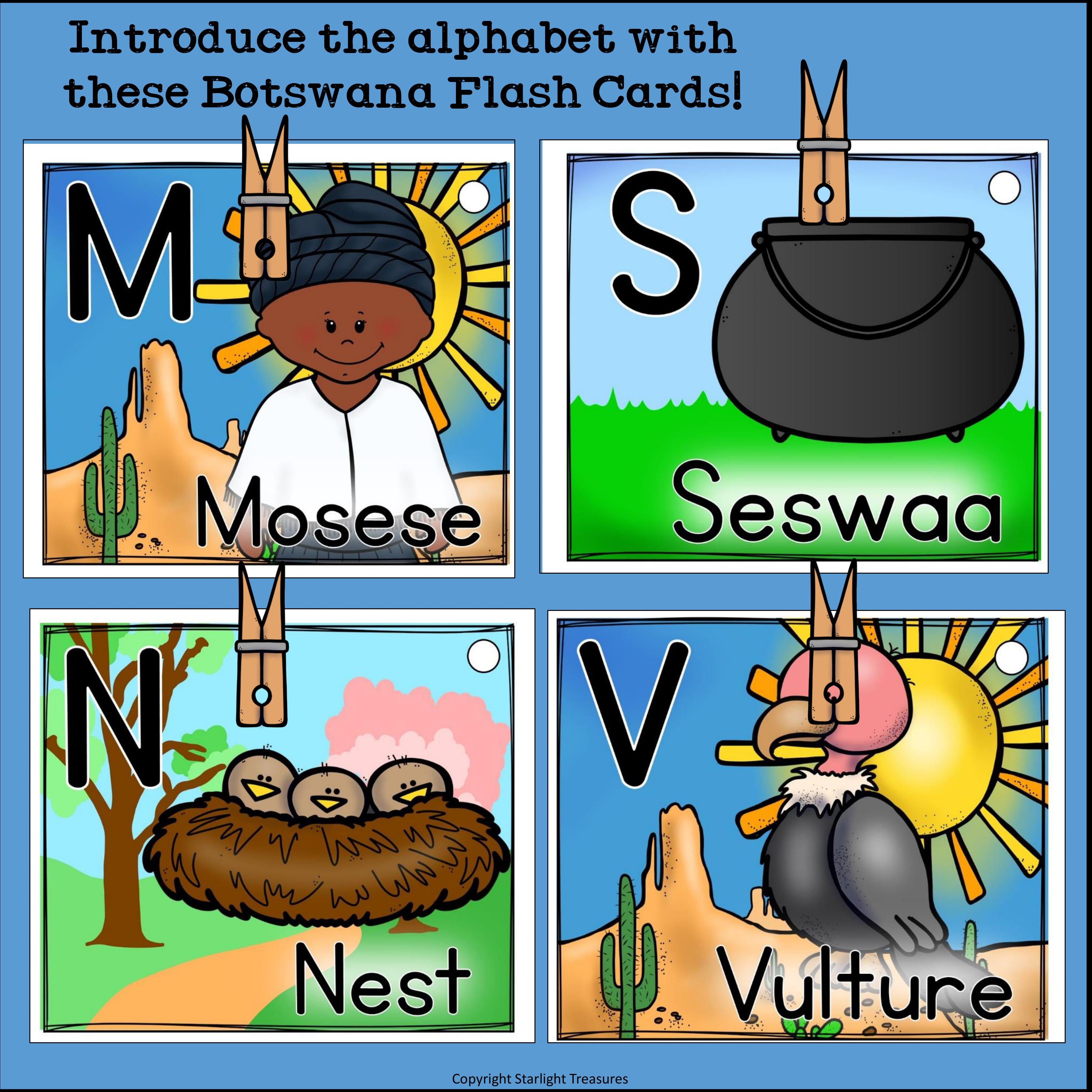 Alphabet Flash Cards for Early Readers - Country of Botswana
