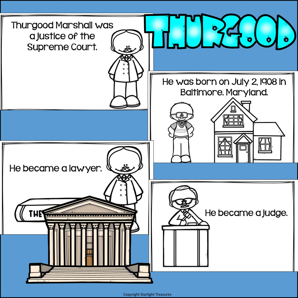 Thurgood Marshall Mini Book for Early Readers: Black History Month