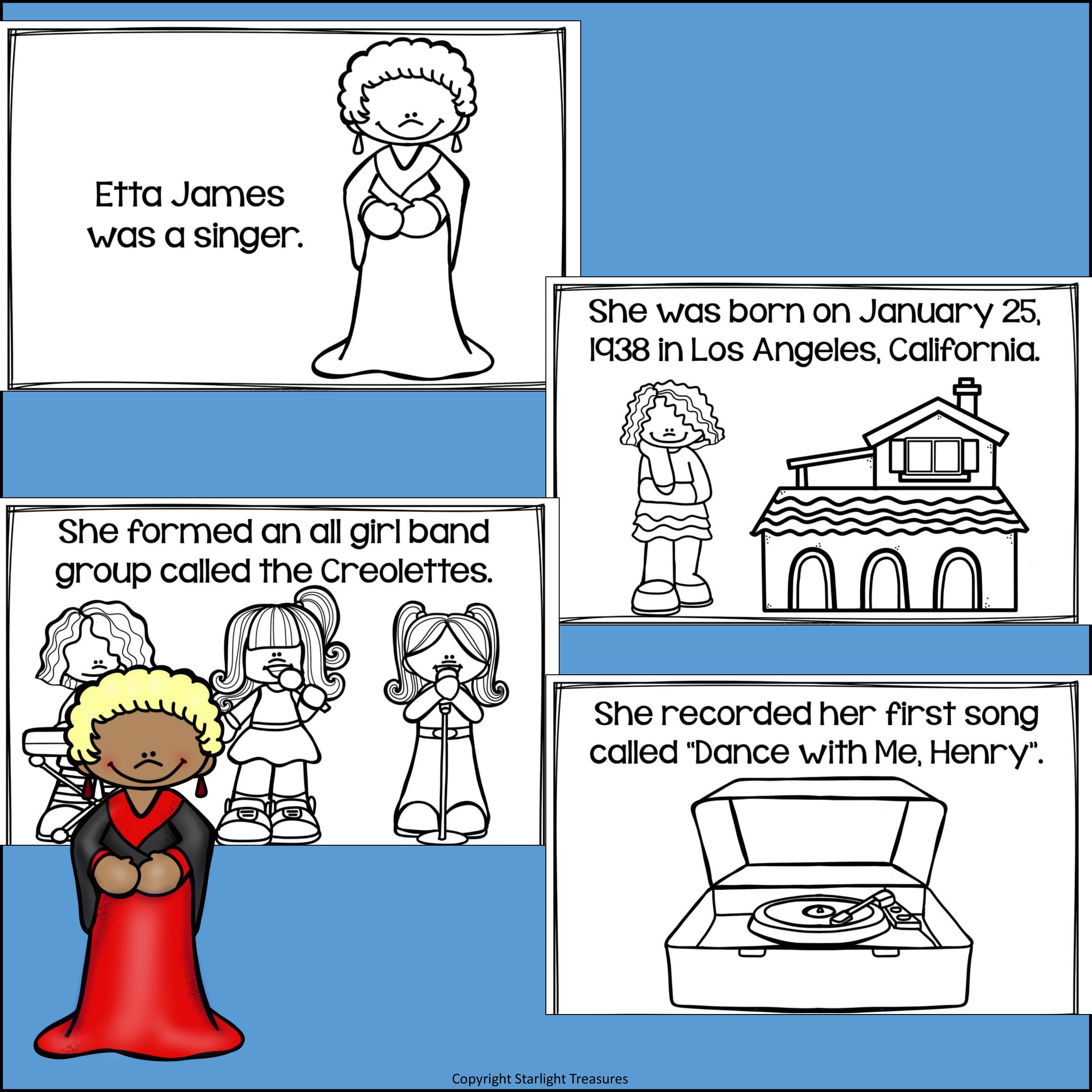 Etta James Mini Book for Early Readers: Black History Month