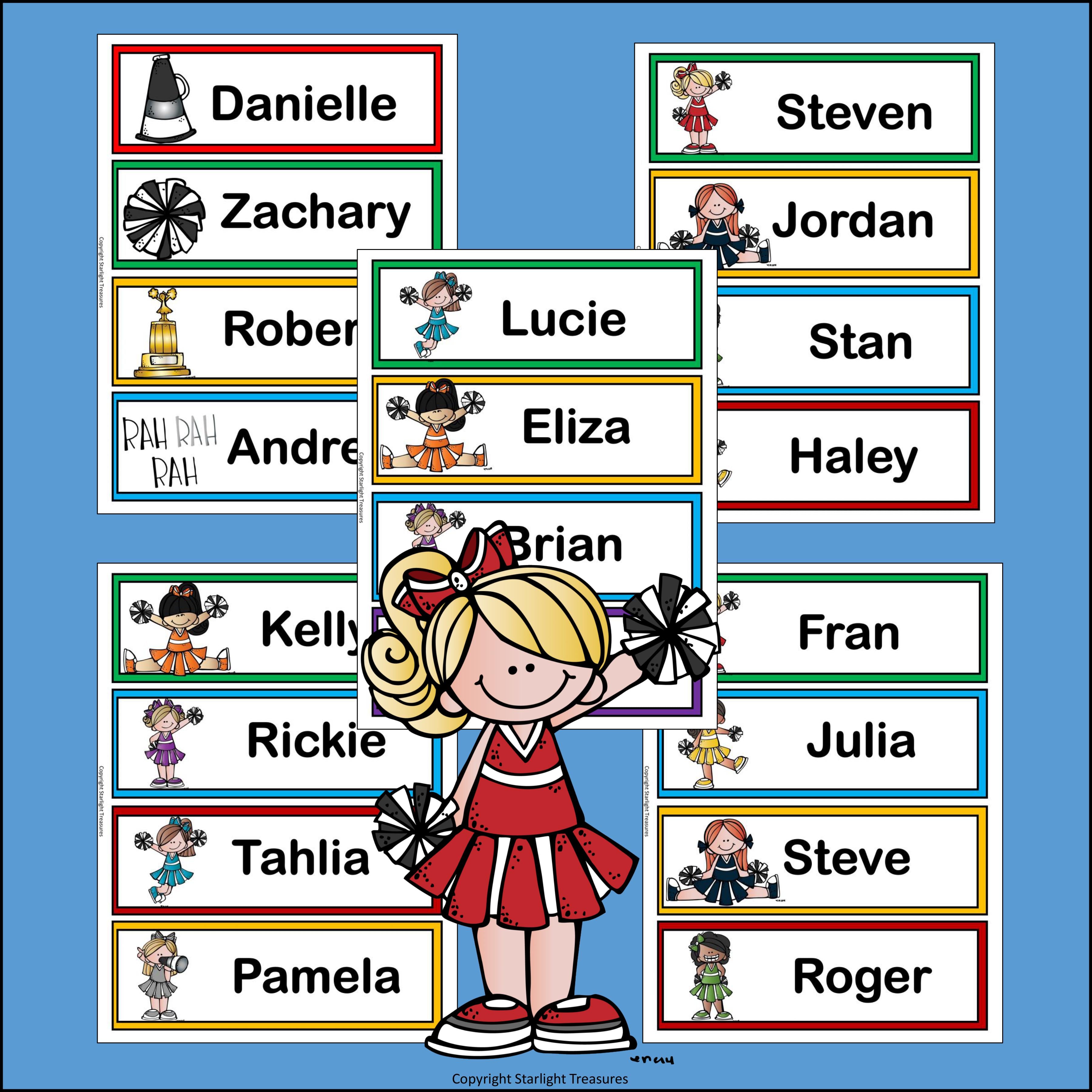 Cheerleading Name Tags - Editable
