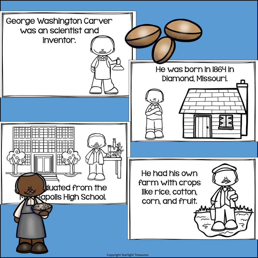 George Washington Carver Mini Book for Early Readers: Black History Month