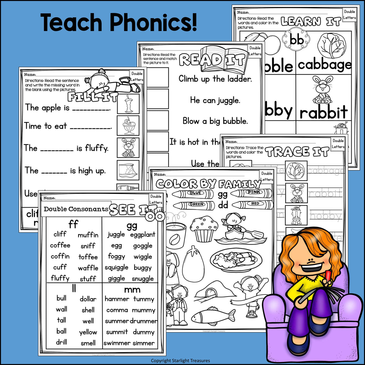 Double Consonants Worksheets and Activities for Early Readers - Phonic ...