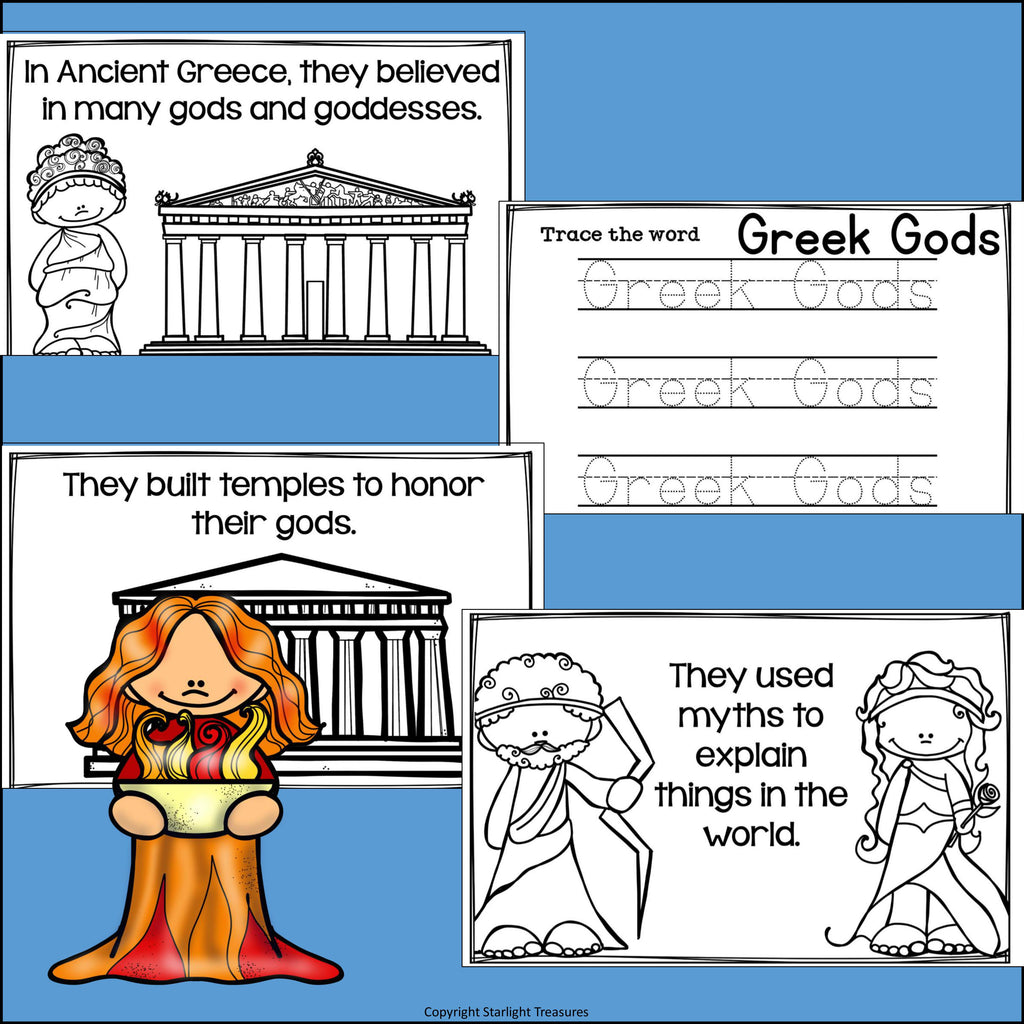 Greek Gods and Goddesses Mini Book for Early Readers - Greek Mythology