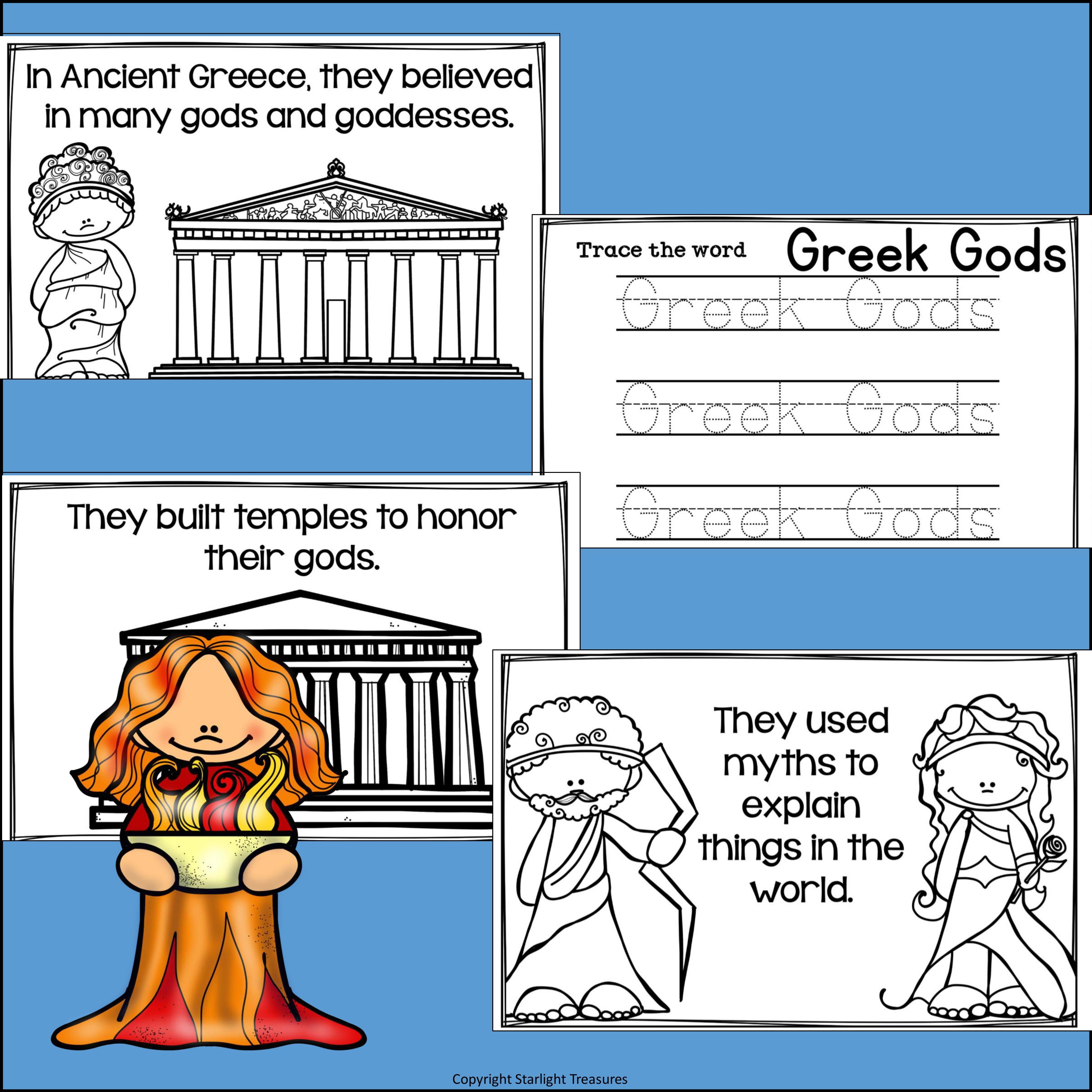 Greek Gods and Goddesses Mini Book for Early Readers - Greek Mythology