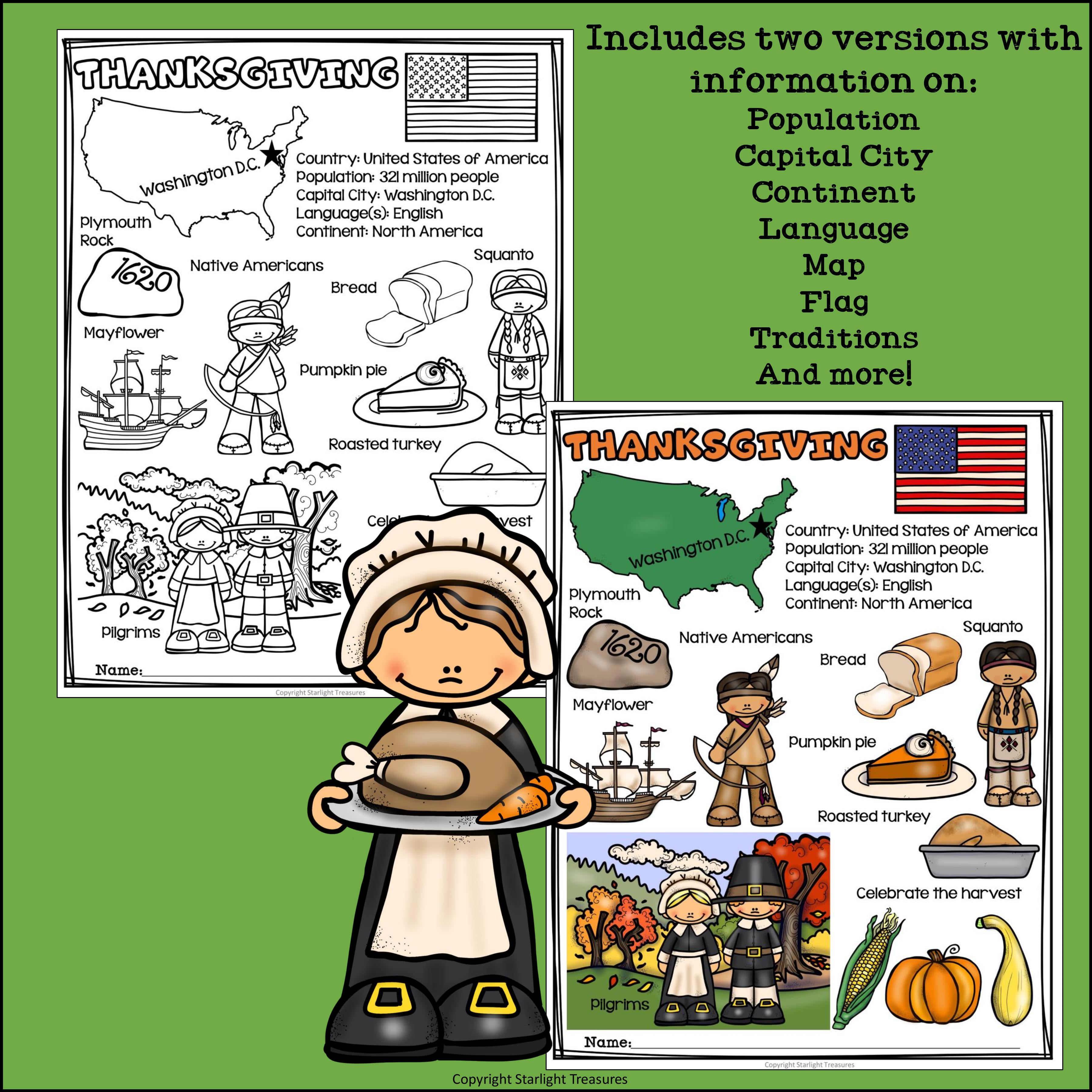 Thanksgiving Fact Sheet for Early Readers