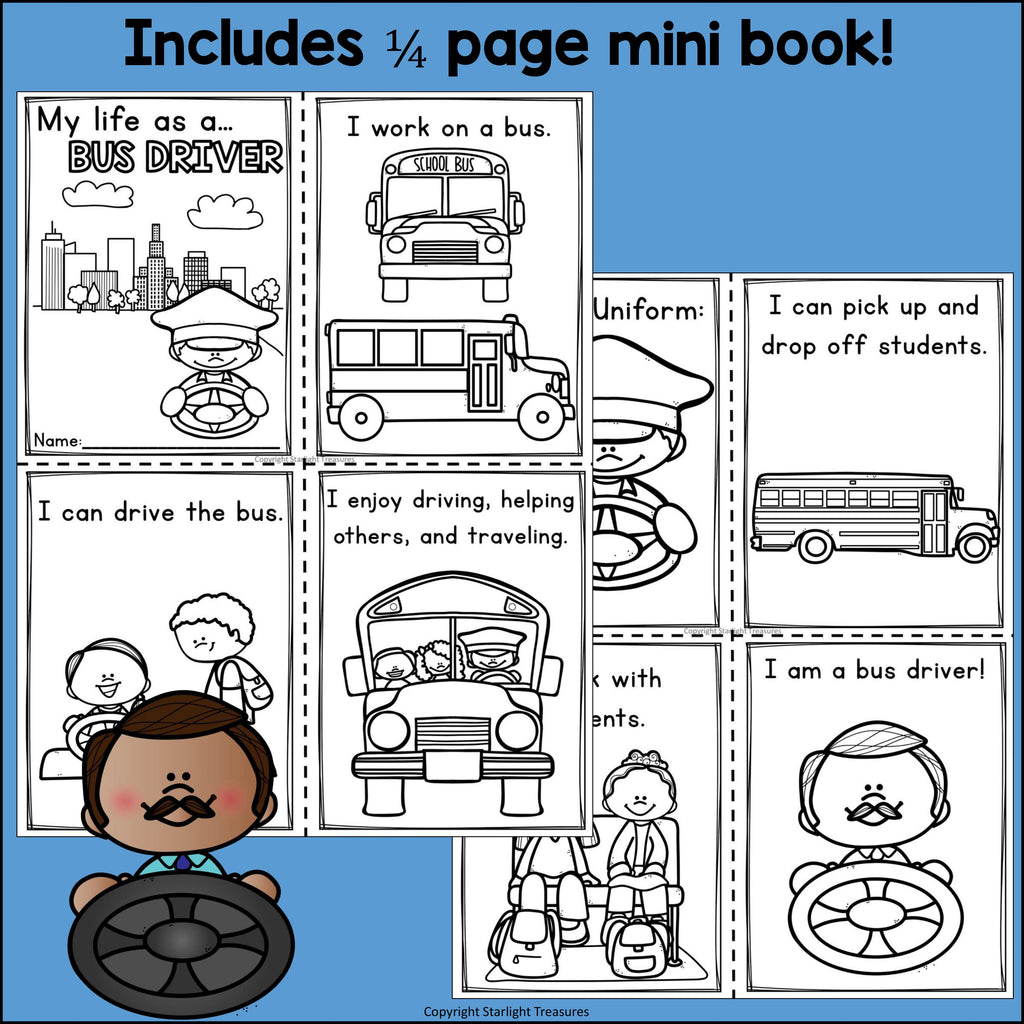 Bus Driver Mini Book for Early Readers - Careers and Community Helpers