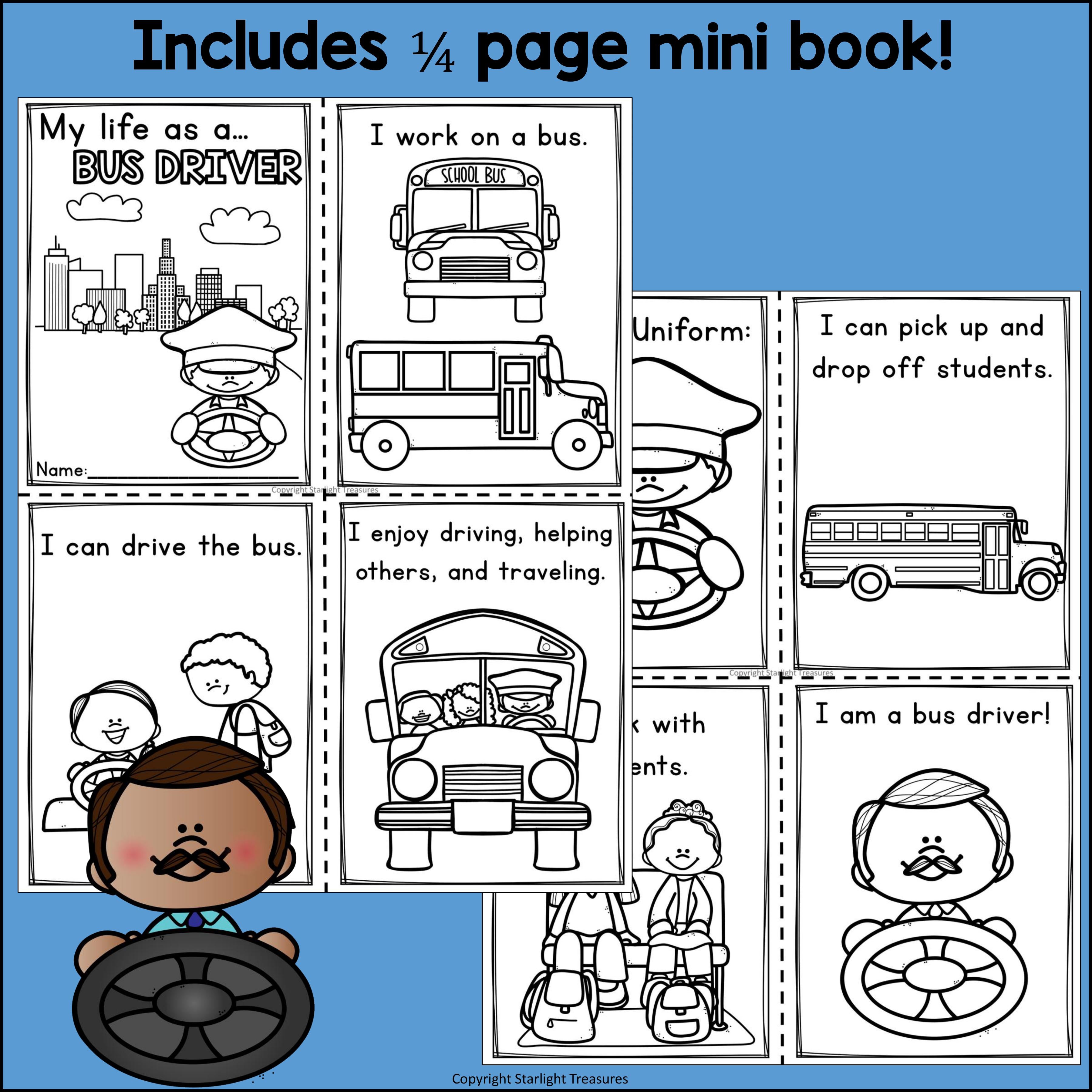 Bus Driver Mini Book for Early Readers - Careers and Community Helpers