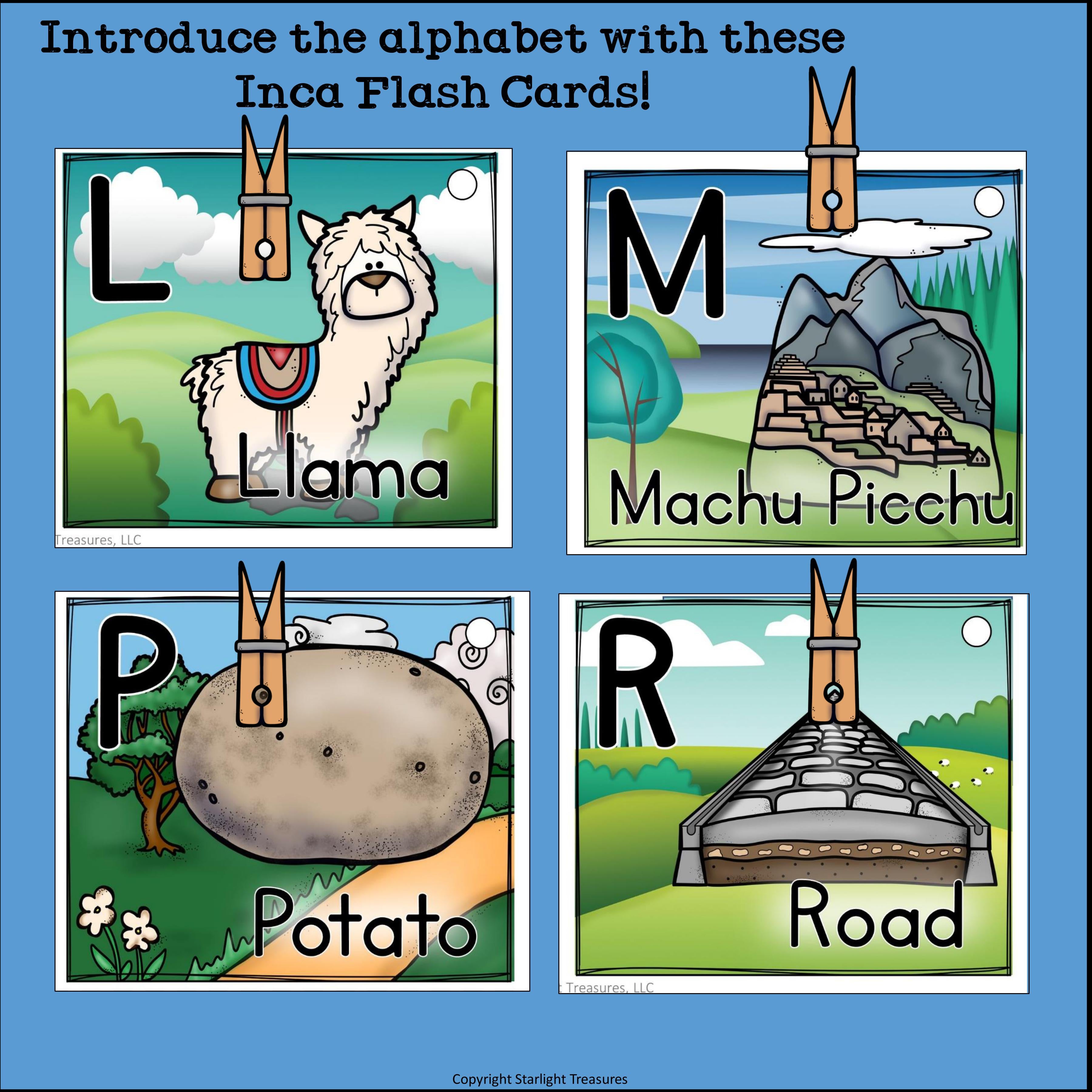 Alphabet Flash Cards for Early Readers - Incas