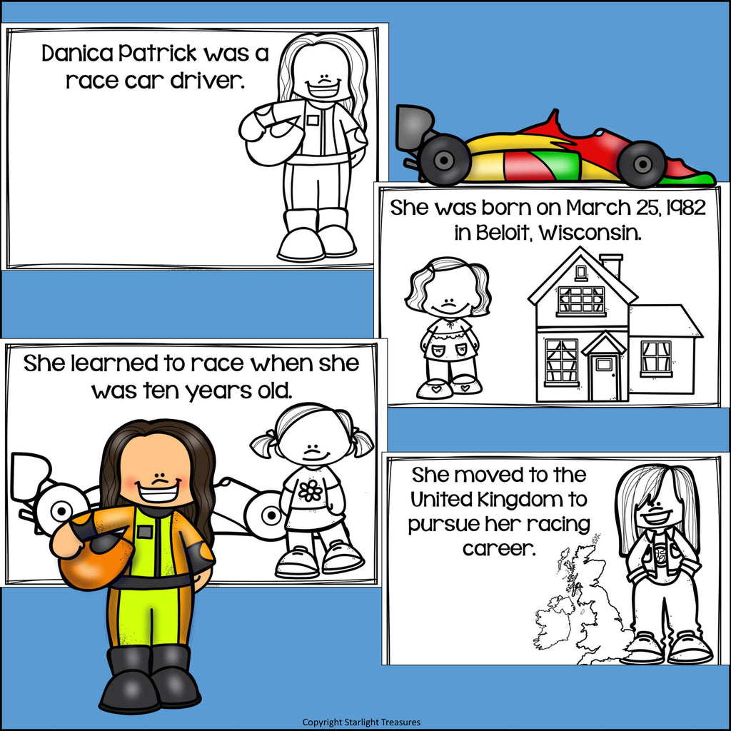 Danica Patrick Mini Book for Early Readers: Women's History Month
