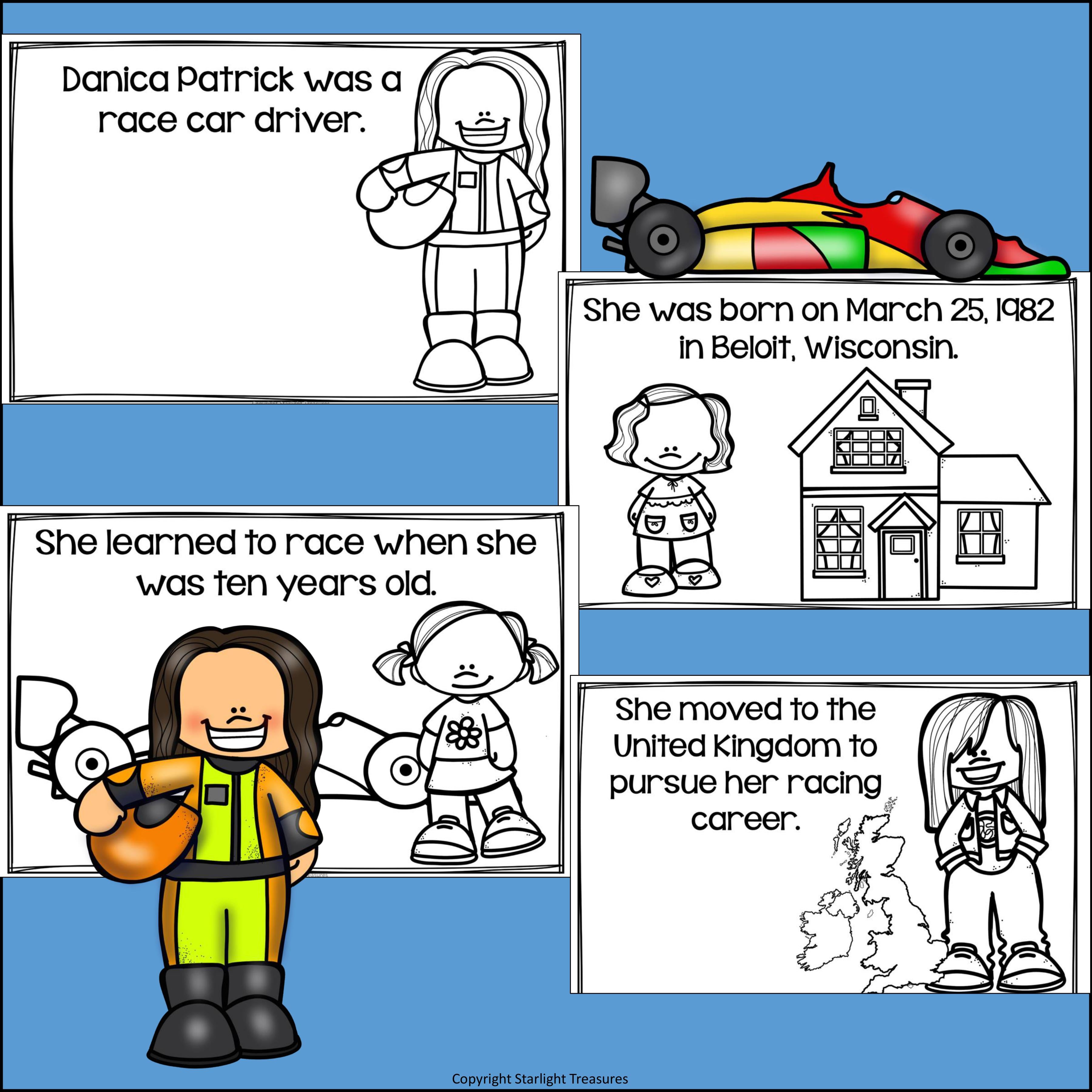 Danica Patrick Mini Book for Early Readers: Women's History Month