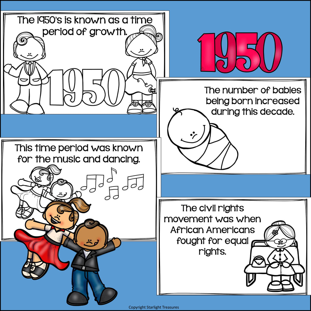 Life in the 1950s Mini Book for Early Readers