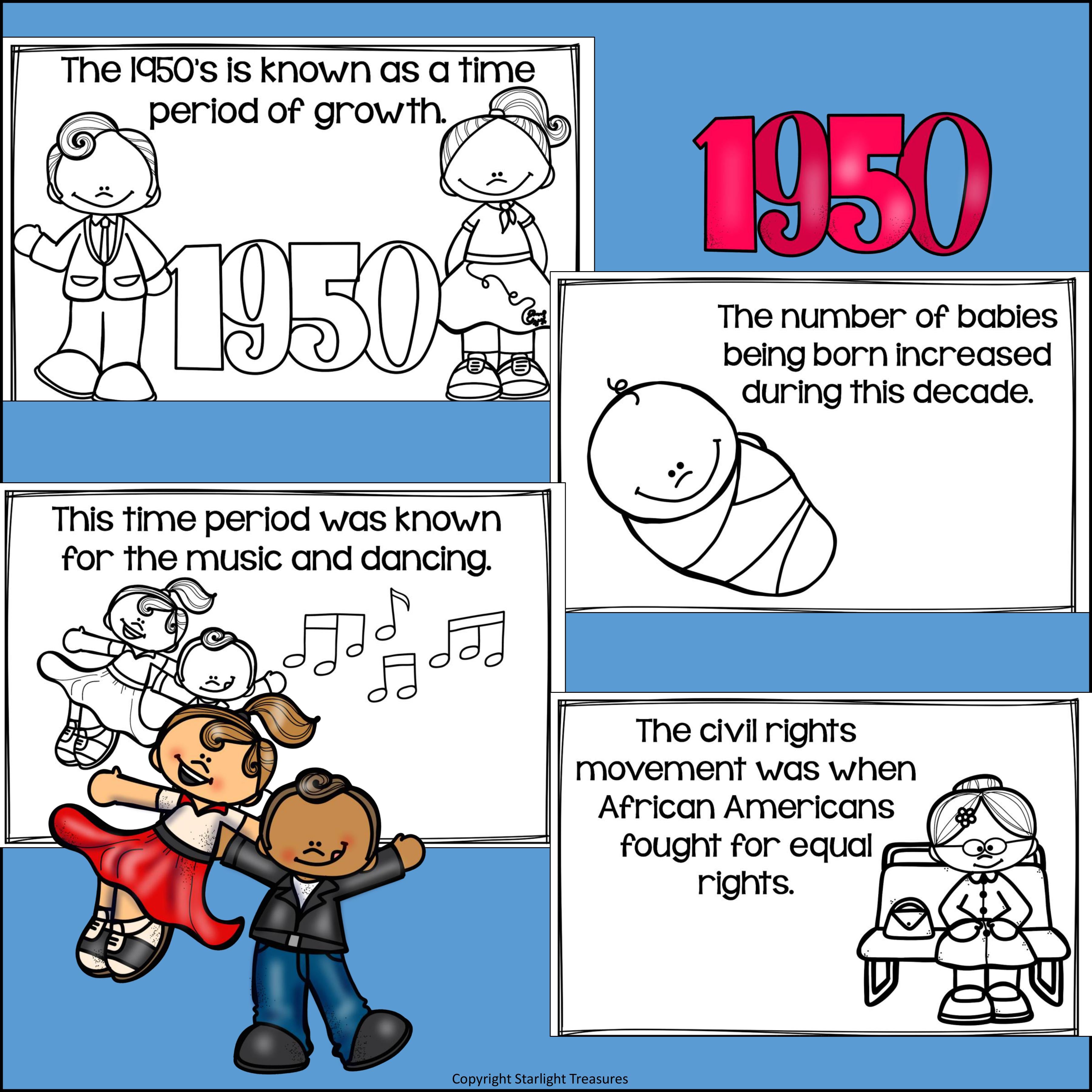 Life in the 1950s Mini Book for Early Readers