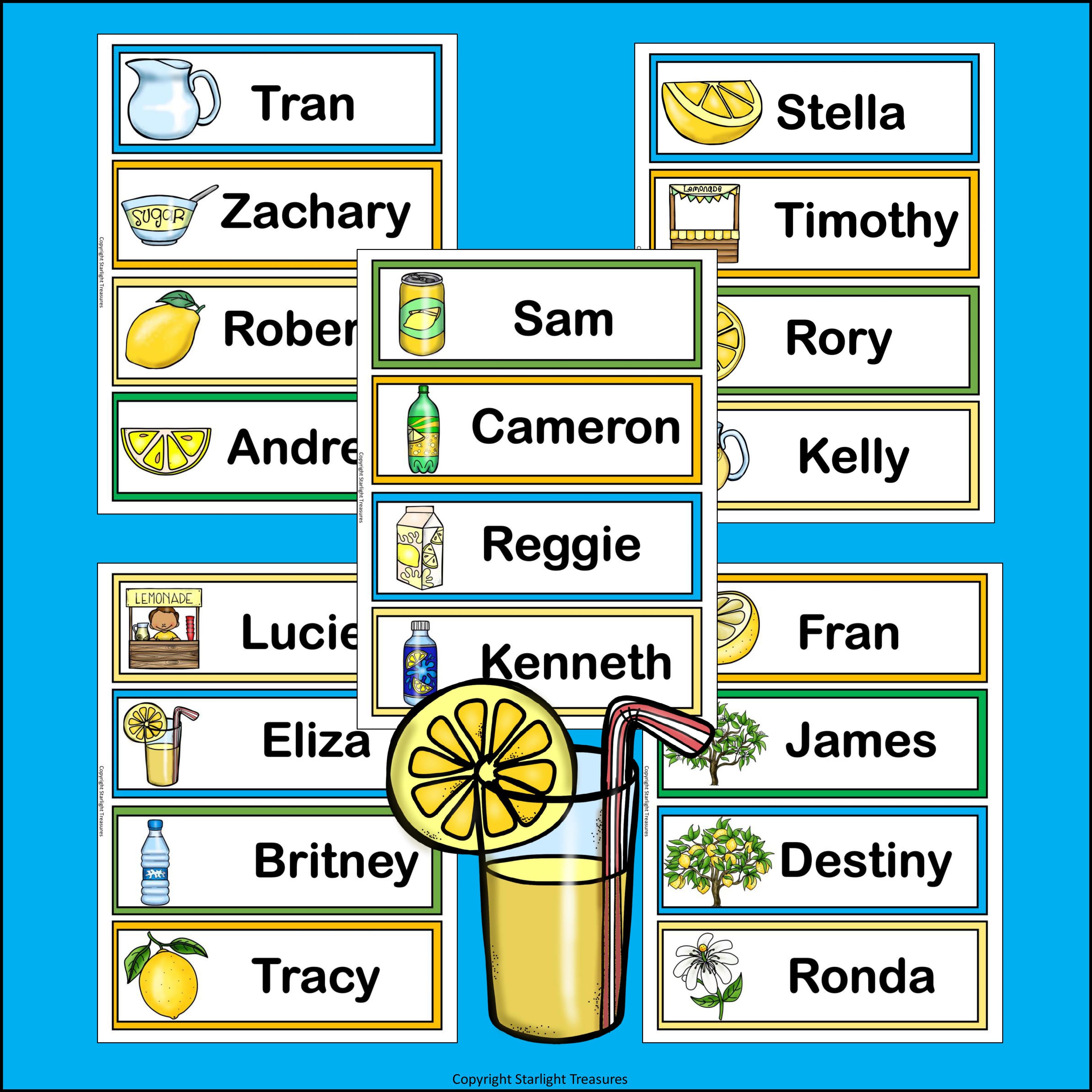 Lemonade Name Tags - Editable