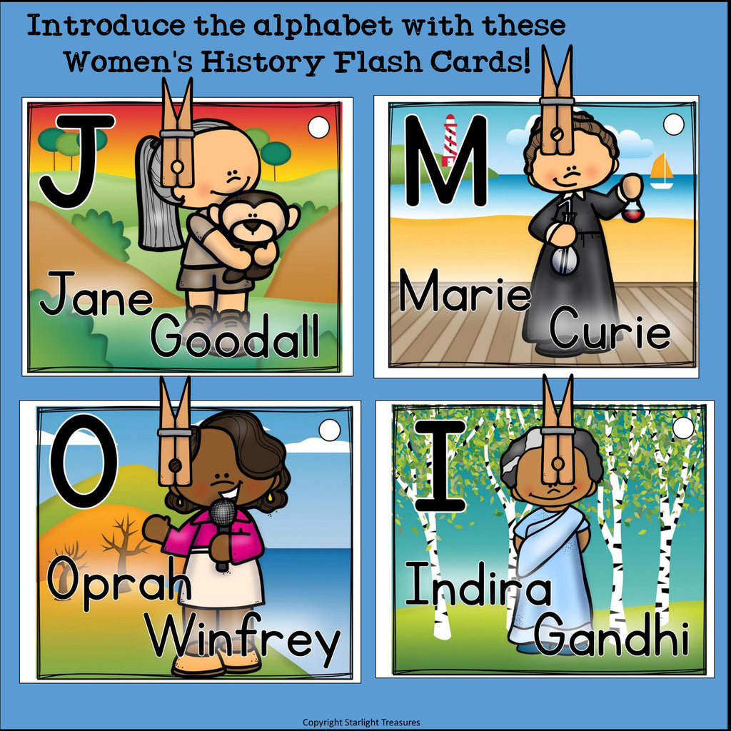 Alphabet Flash Cards for Early Readers - Women's History Month