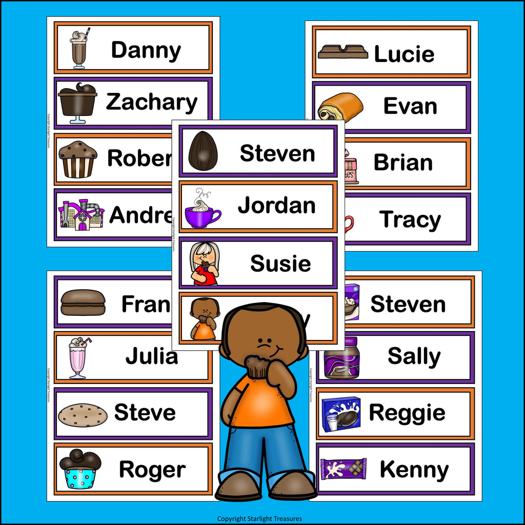 Chocolate Name Tags - Editable